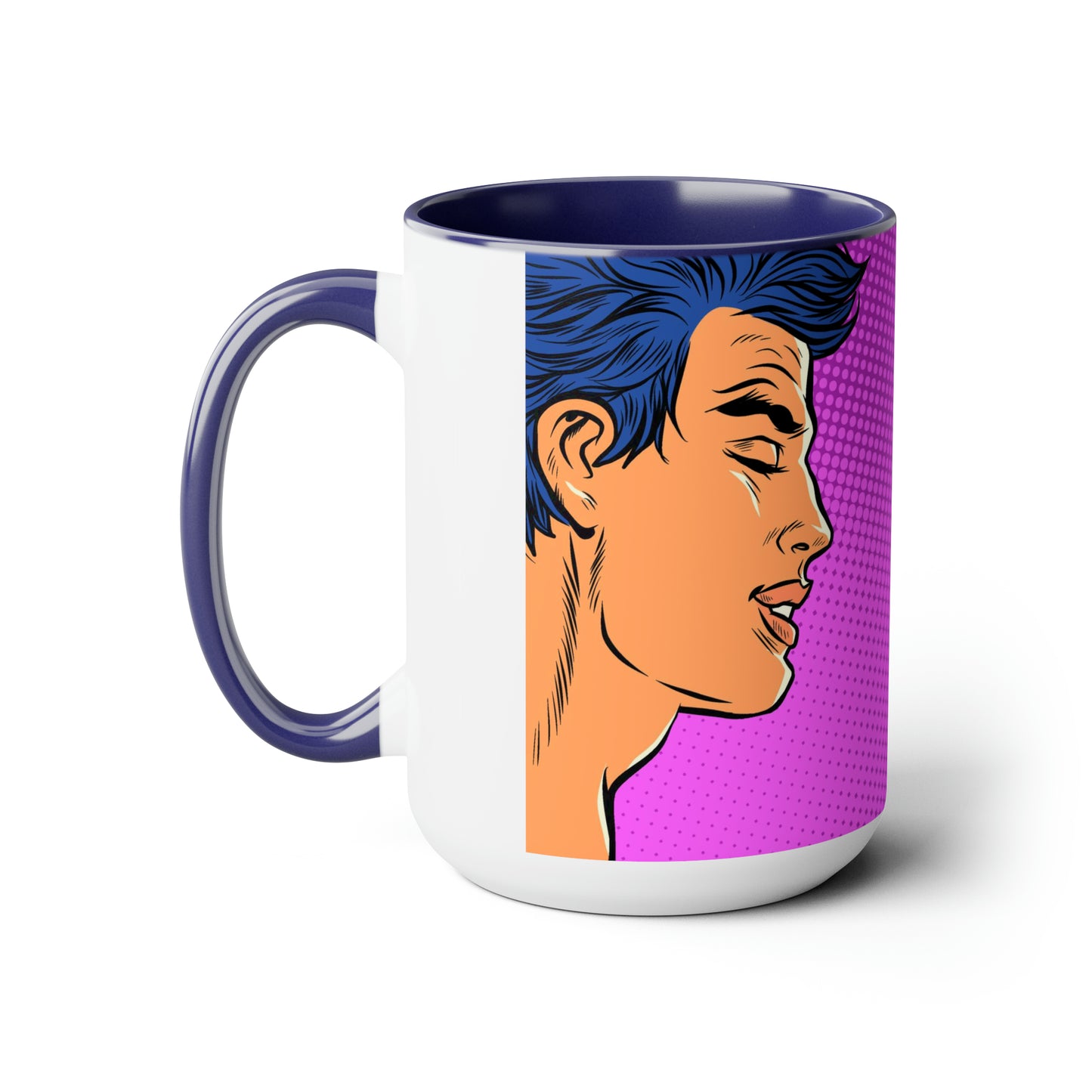 Two-Tone Coffee Mugs, 15oz - Gay Pop Art Kiss