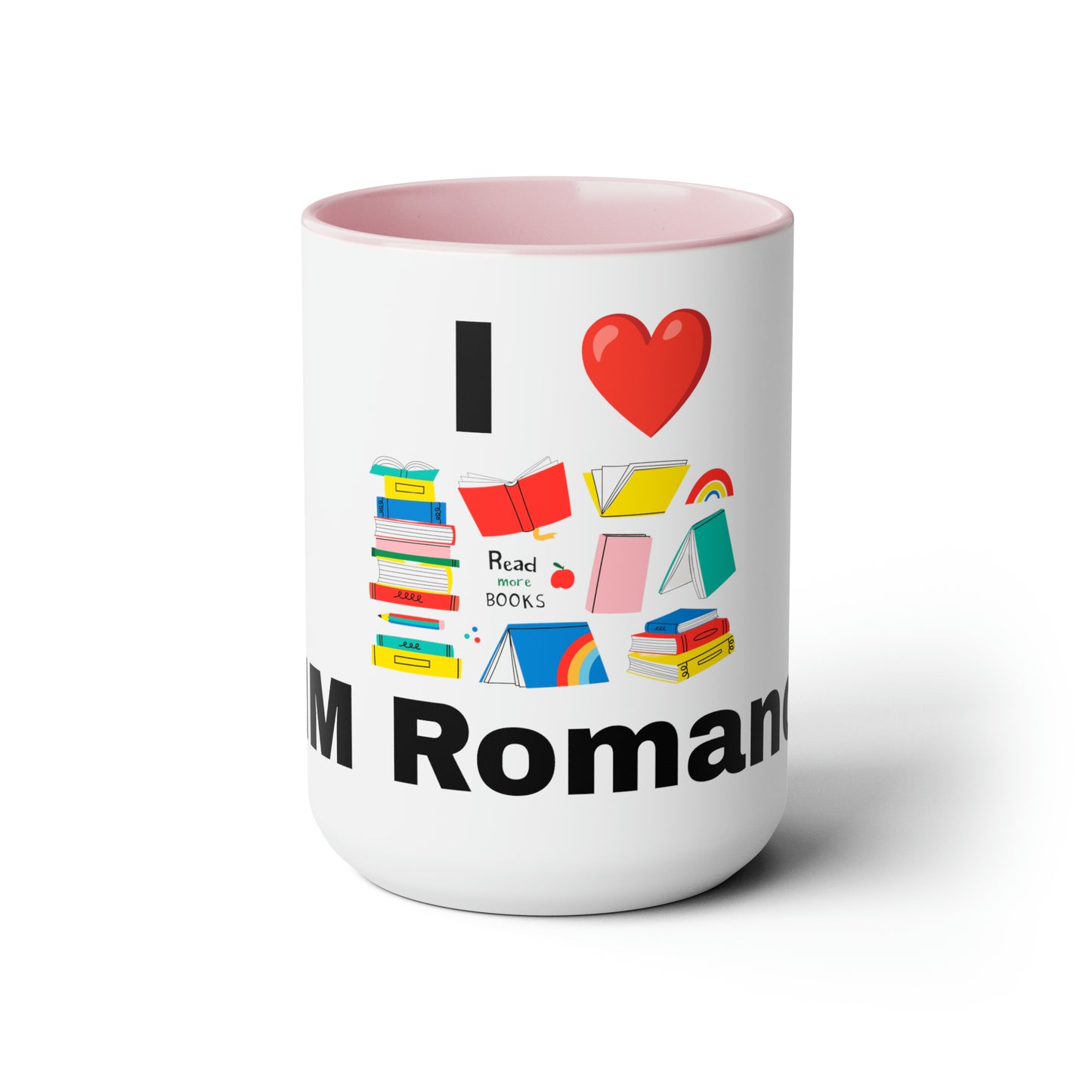 MM Romance Two-Tone Coffee Mugs, 15oz (Sans serif)