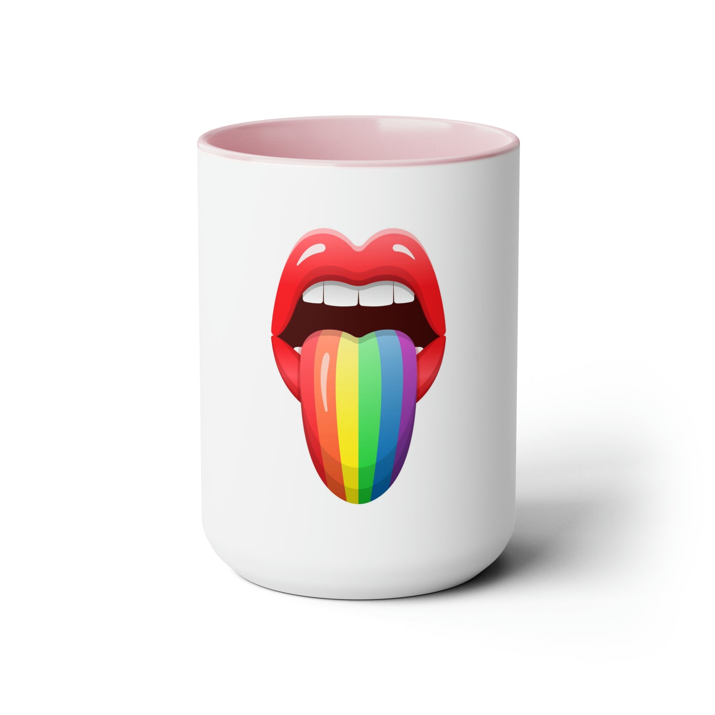 PRIDE Tongue Two-Tone Coffee Mugs, 15oz