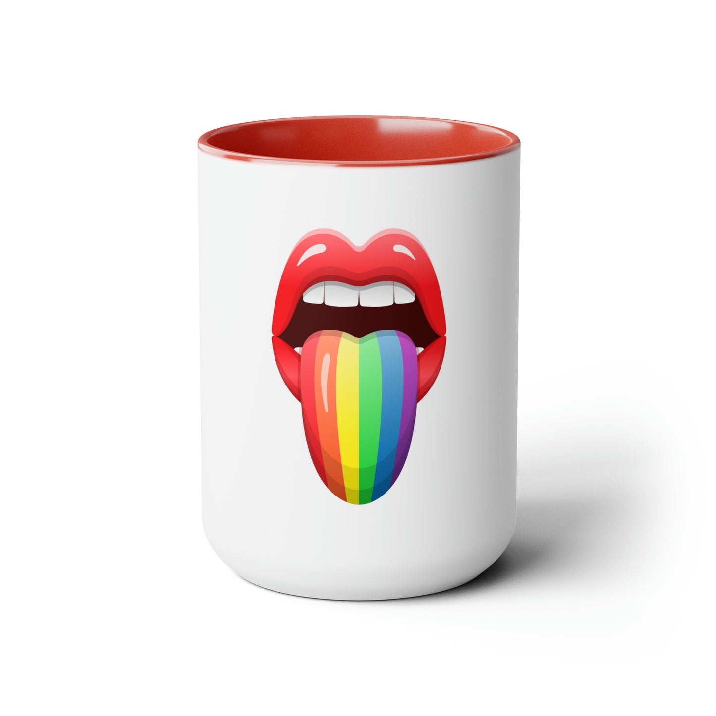 PRIDE Tongue Two-Tone Coffee Mugs, 15oz