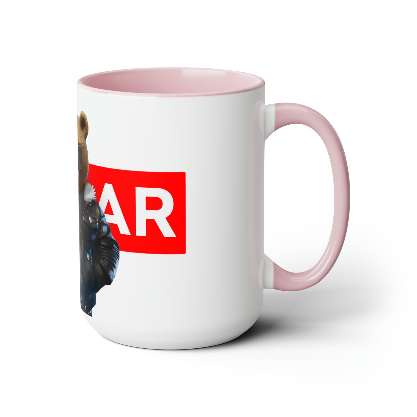 Two-Tone Coffee Mugs, 15oz - Leather Teddy Bear