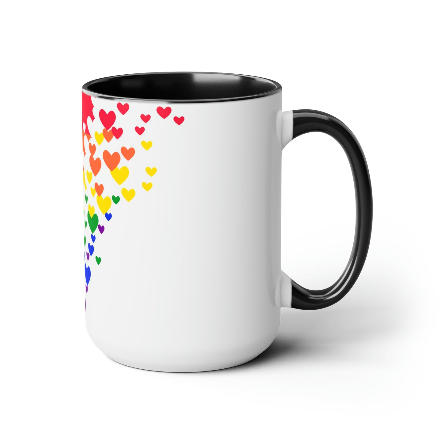 PRIDE flag/hearts Two-Tone Coffee Mugs, 15oz