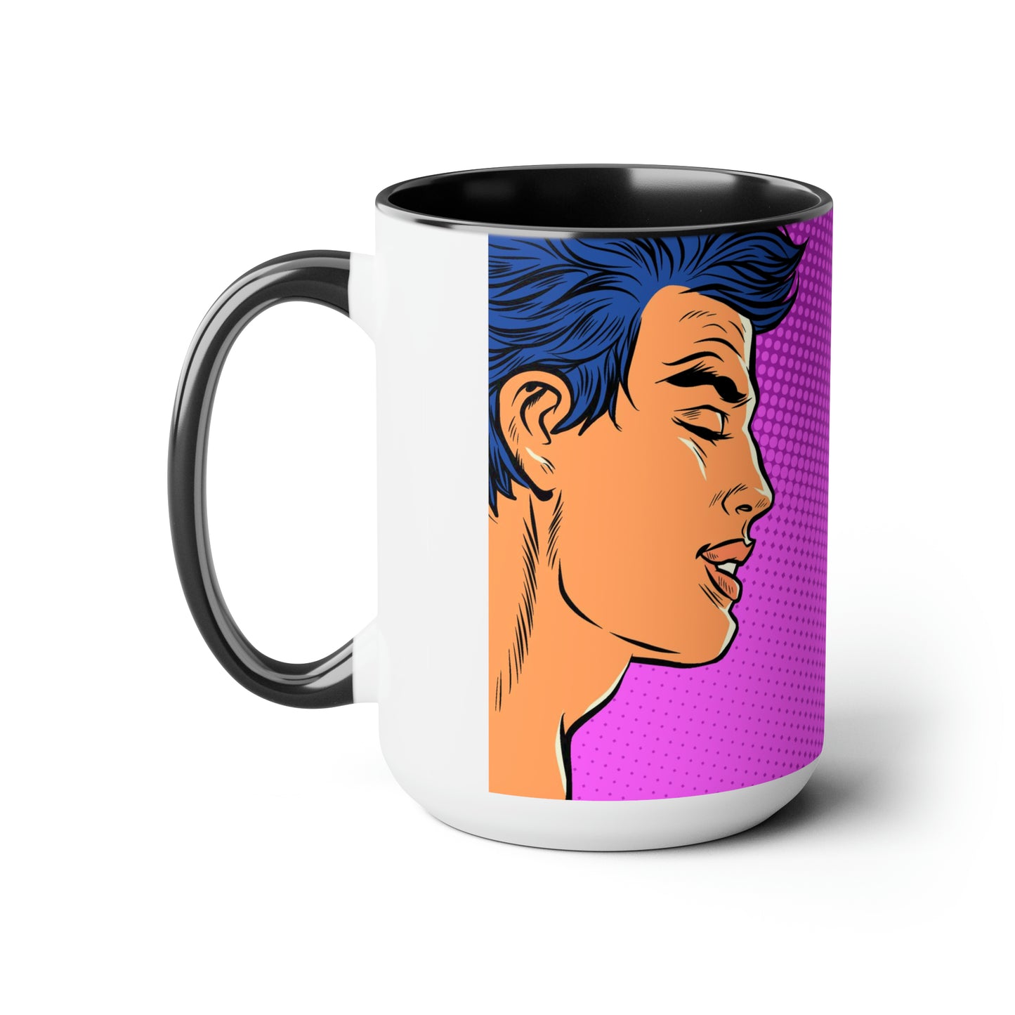 Two-Tone Coffee Mugs, 15oz - Gay Pop Art Kiss