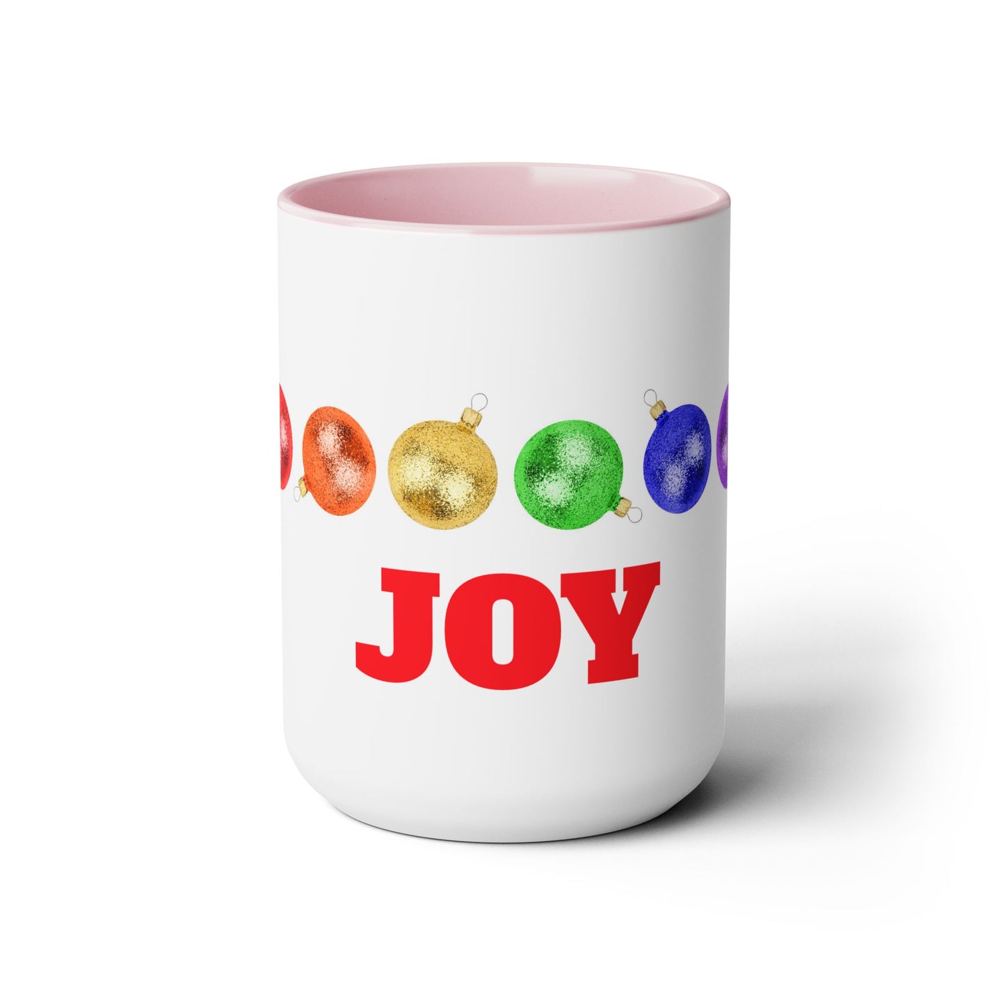 Holiday JOY Two-Tone Coffee Mugs, 15oz