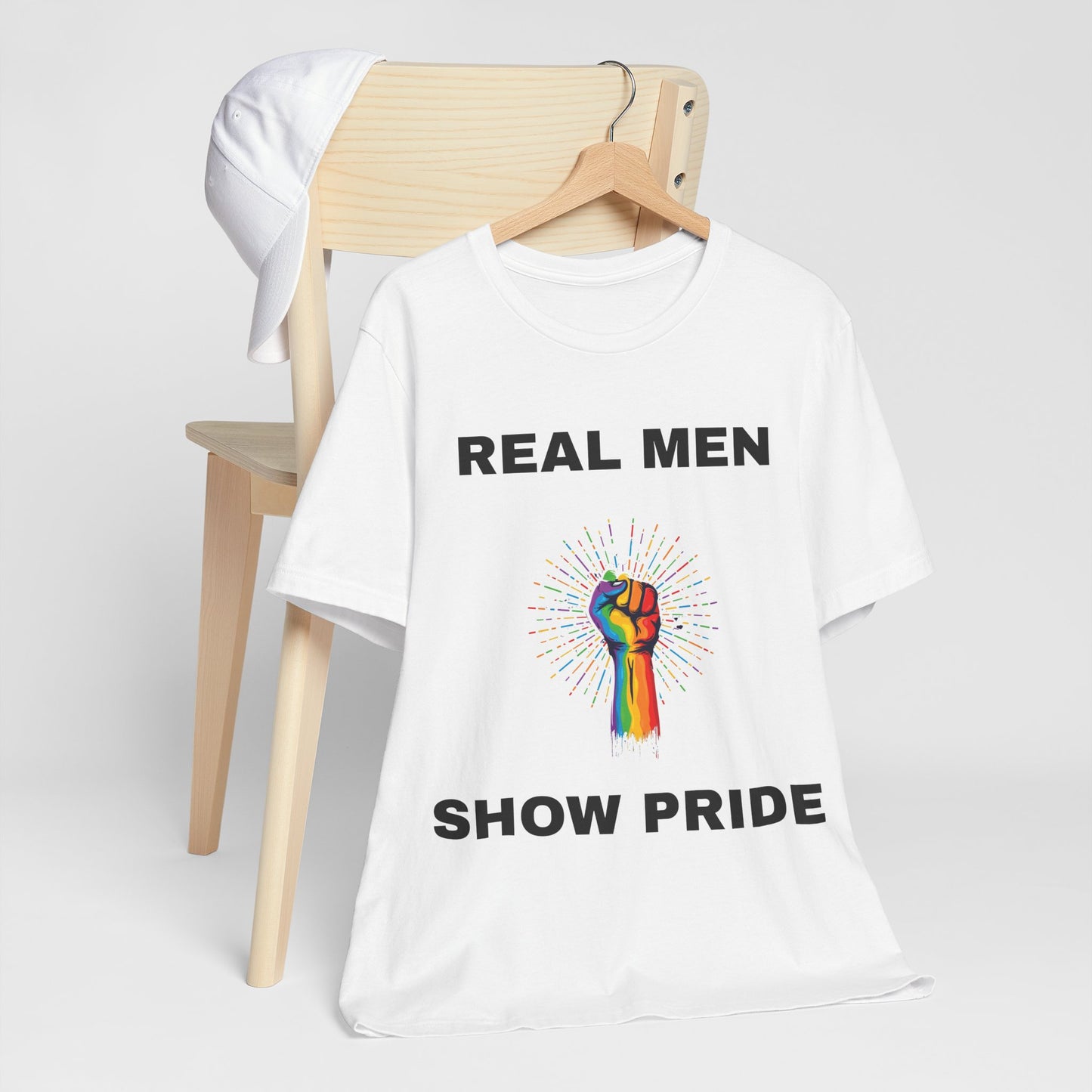 Real Men Show PRIDE Raised Fist Short Sleeve Tee