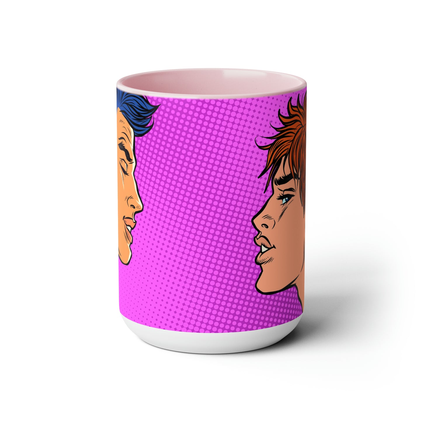 Two-Tone Coffee Mugs, 15oz - Gay Pop Art Kiss