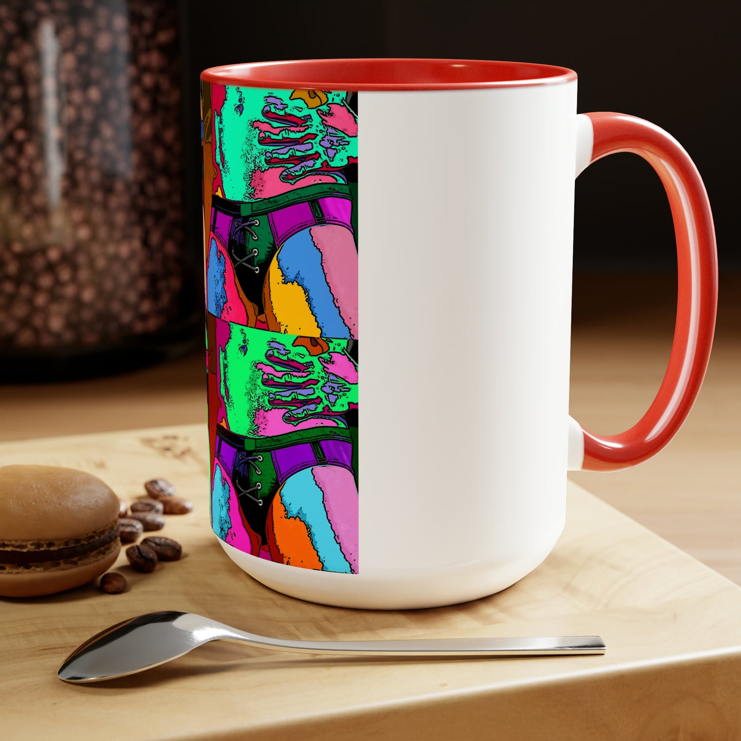 Pop Art Swim Suit Two-Tone Coffee Mugs, 15oz
