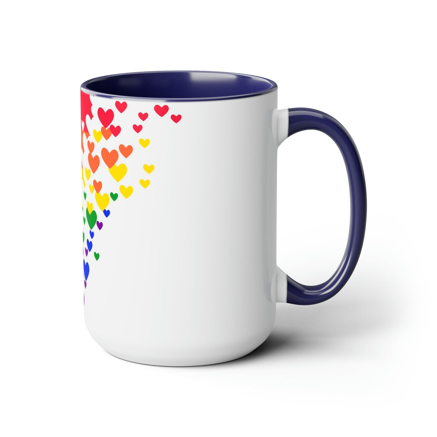 PRIDE flag/hearts Two-Tone Coffee Mugs, 15oz