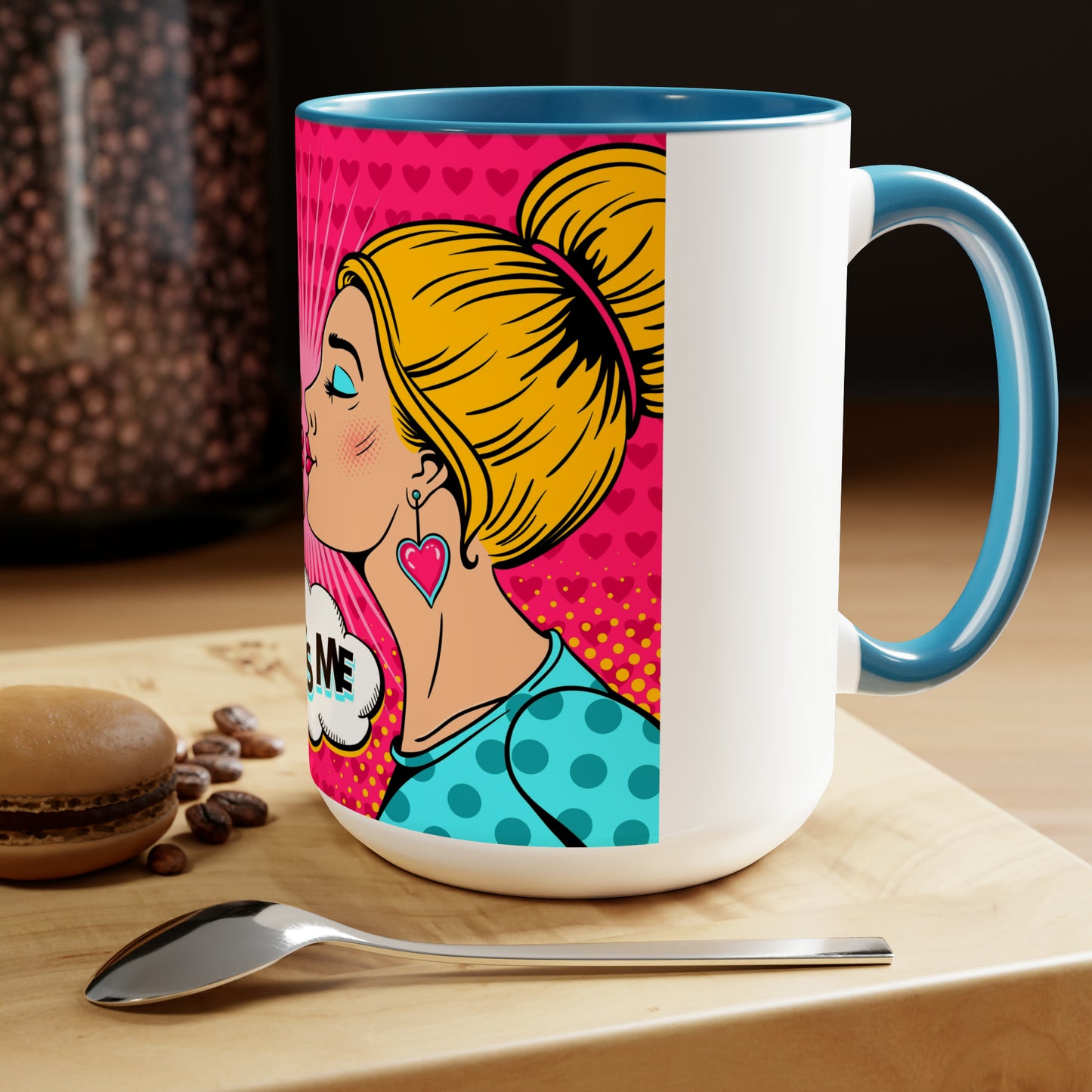 Lesbian Kiss Valentine Two-Tone Coffee Mugs, 15oz