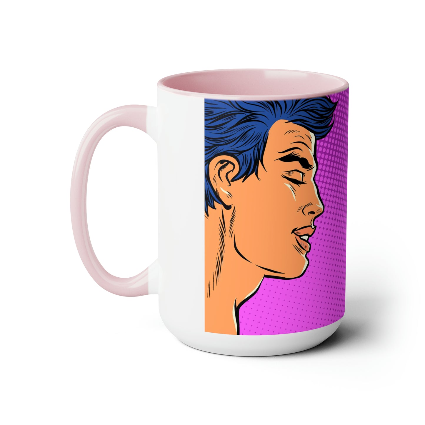 Two-Tone Coffee Mugs, 15oz - Gay Pop Art Kiss