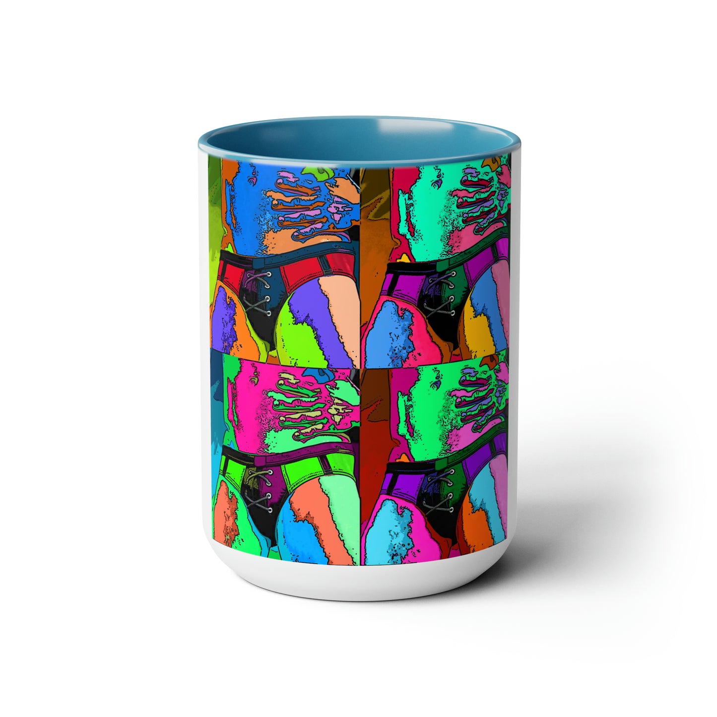 Pop Art Swim Suit Two-Tone Coffee Mugs, 15oz