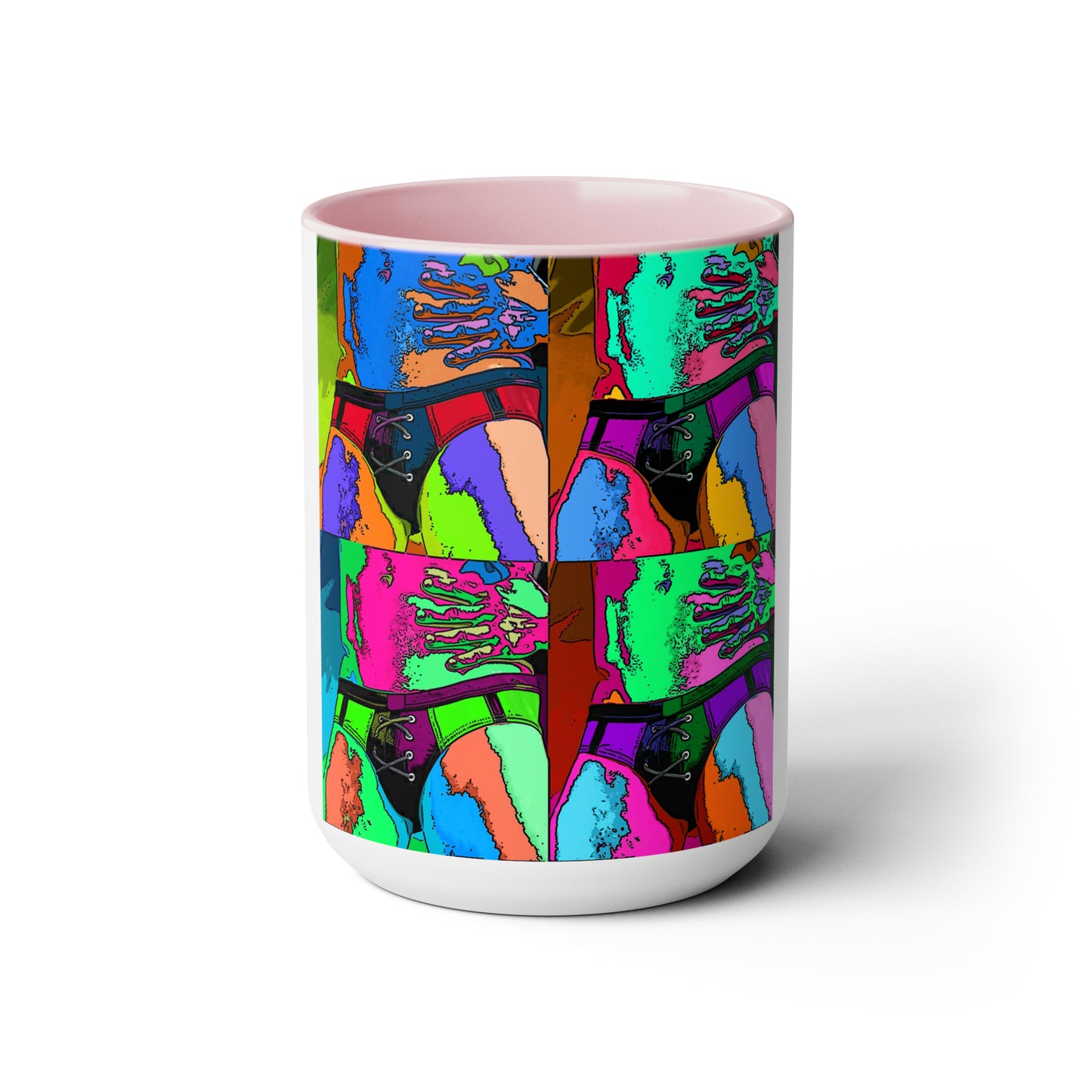 Pop Art Swim Suit Two-Tone Coffee Mugs, 15oz