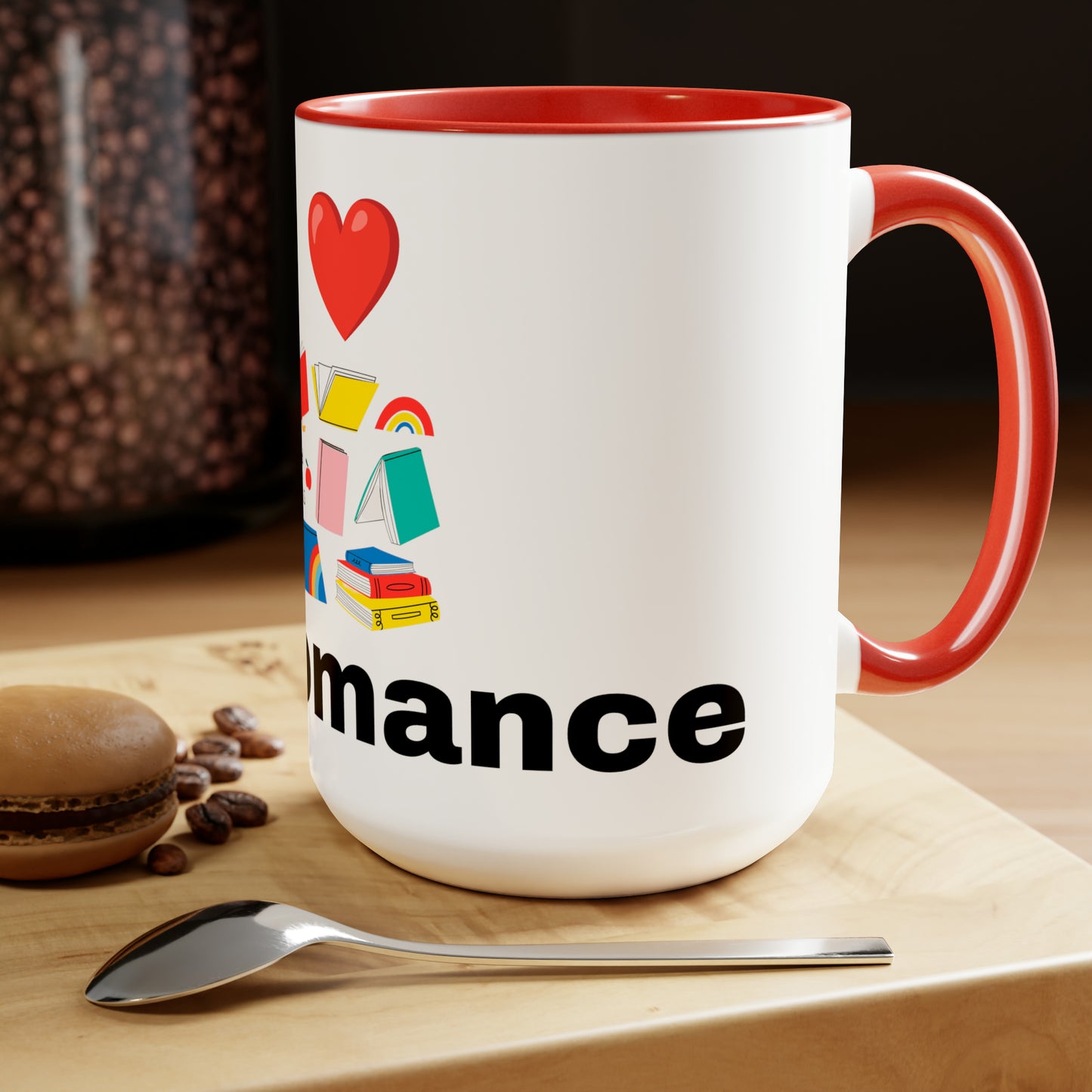 MM Romance Two-Tone Coffee Mugs, 15oz (Sans serif)