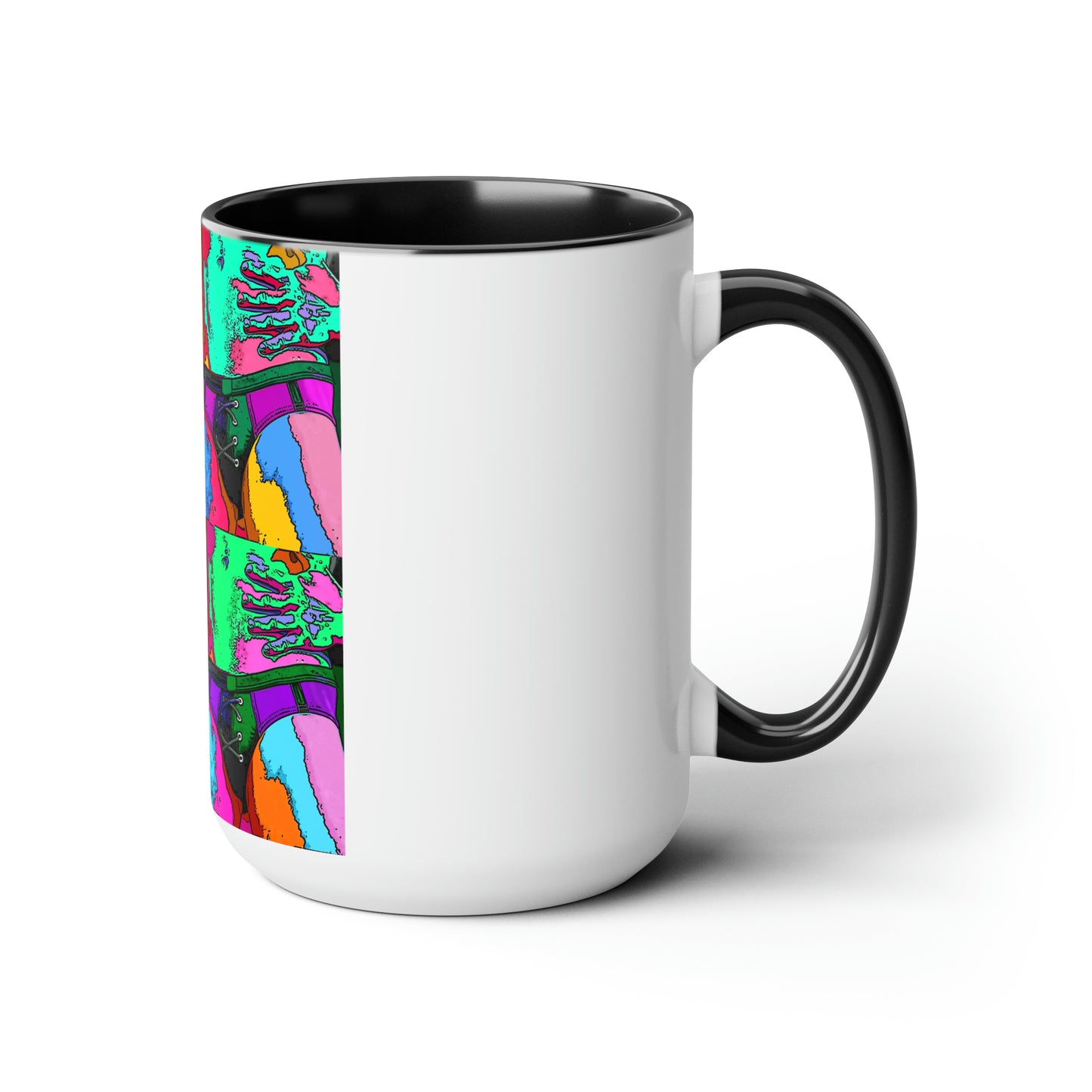 Pop Art Swim Suit Two-Tone Coffee Mugs, 15oz