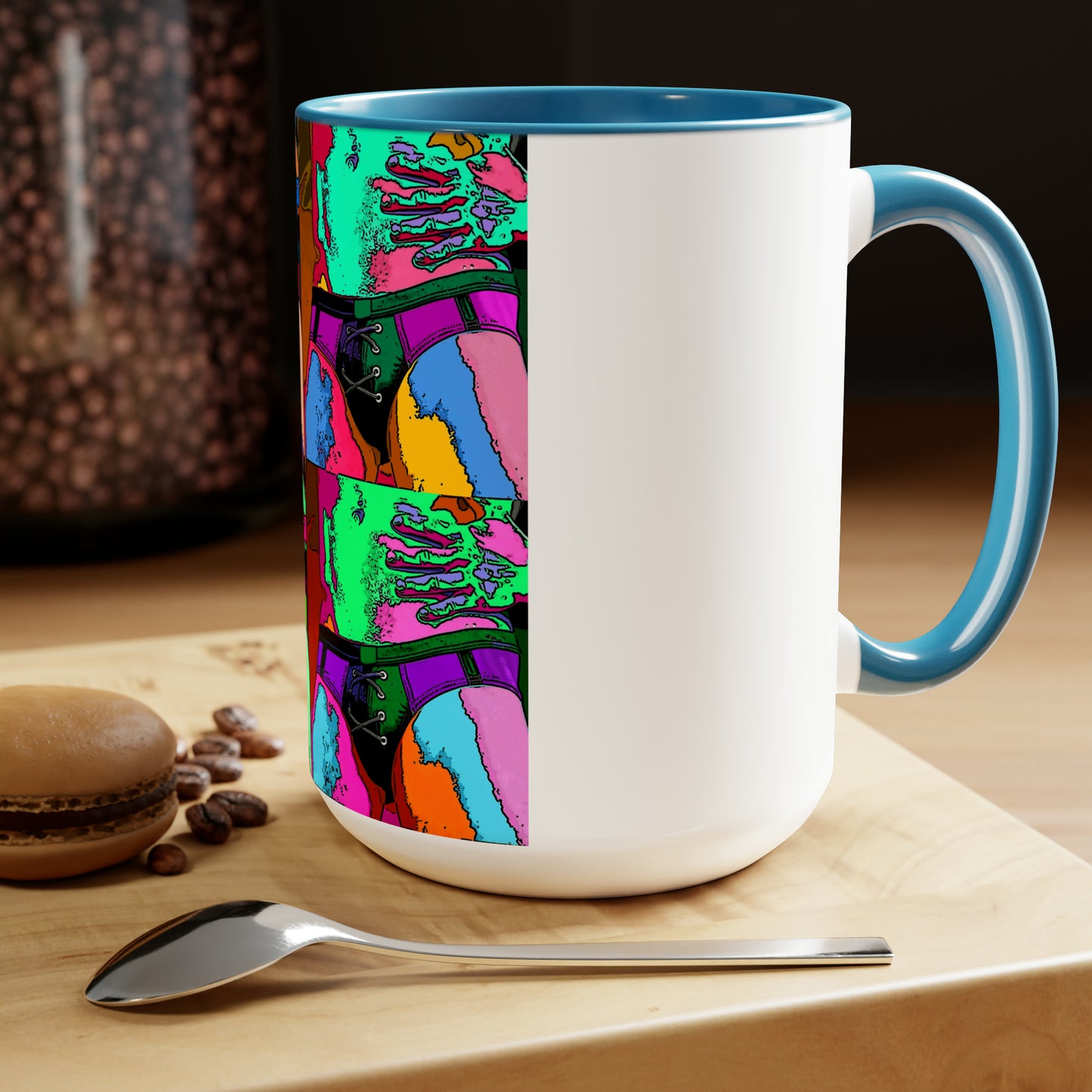 Pop Art Swim Suit Two-Tone Coffee Mugs, 15oz