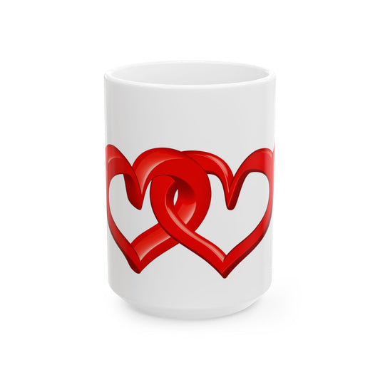 Joined Hearts Ceramic Mug, (15oz)
