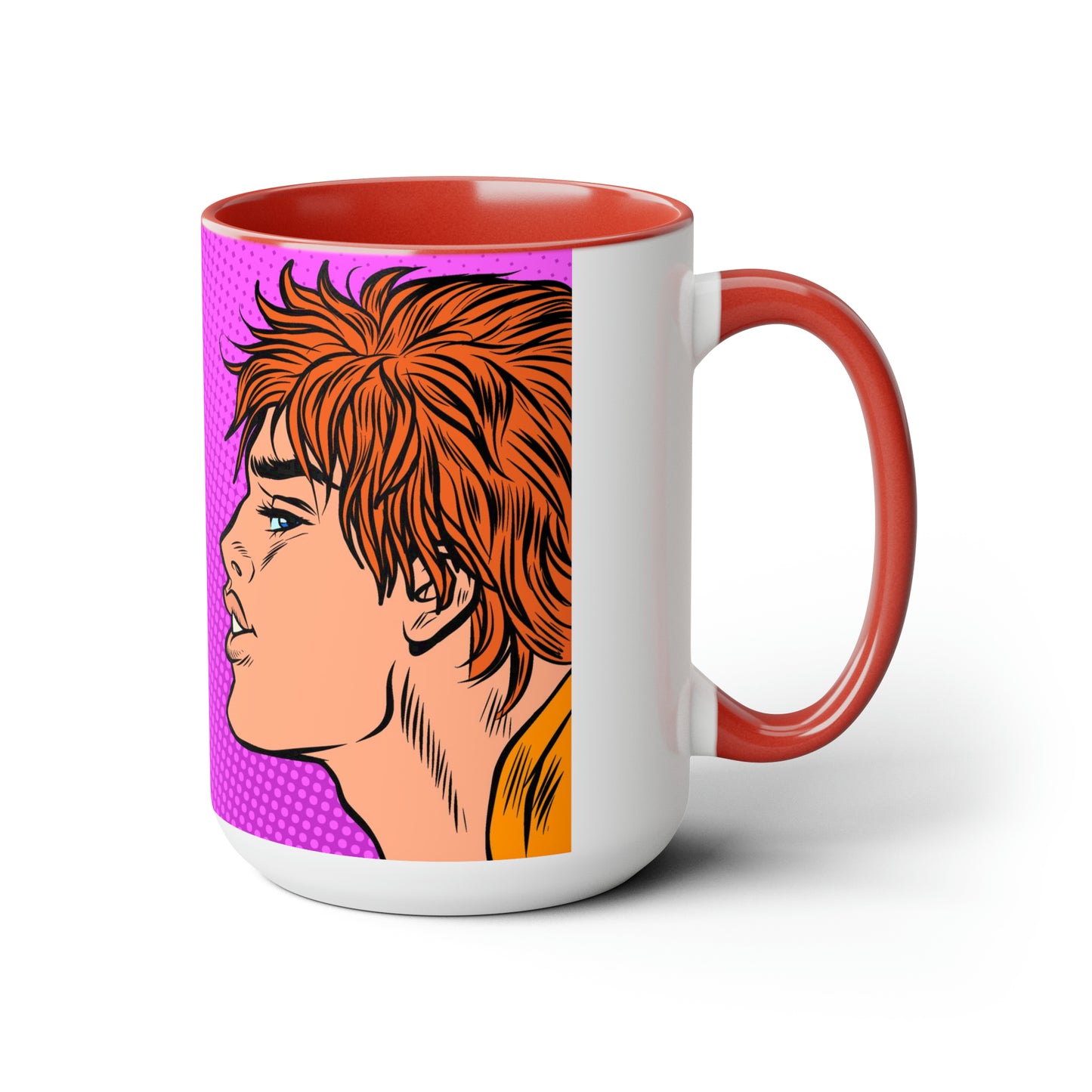 Two-Tone Coffee Mugs, 15oz - Gay Pop Art Kiss