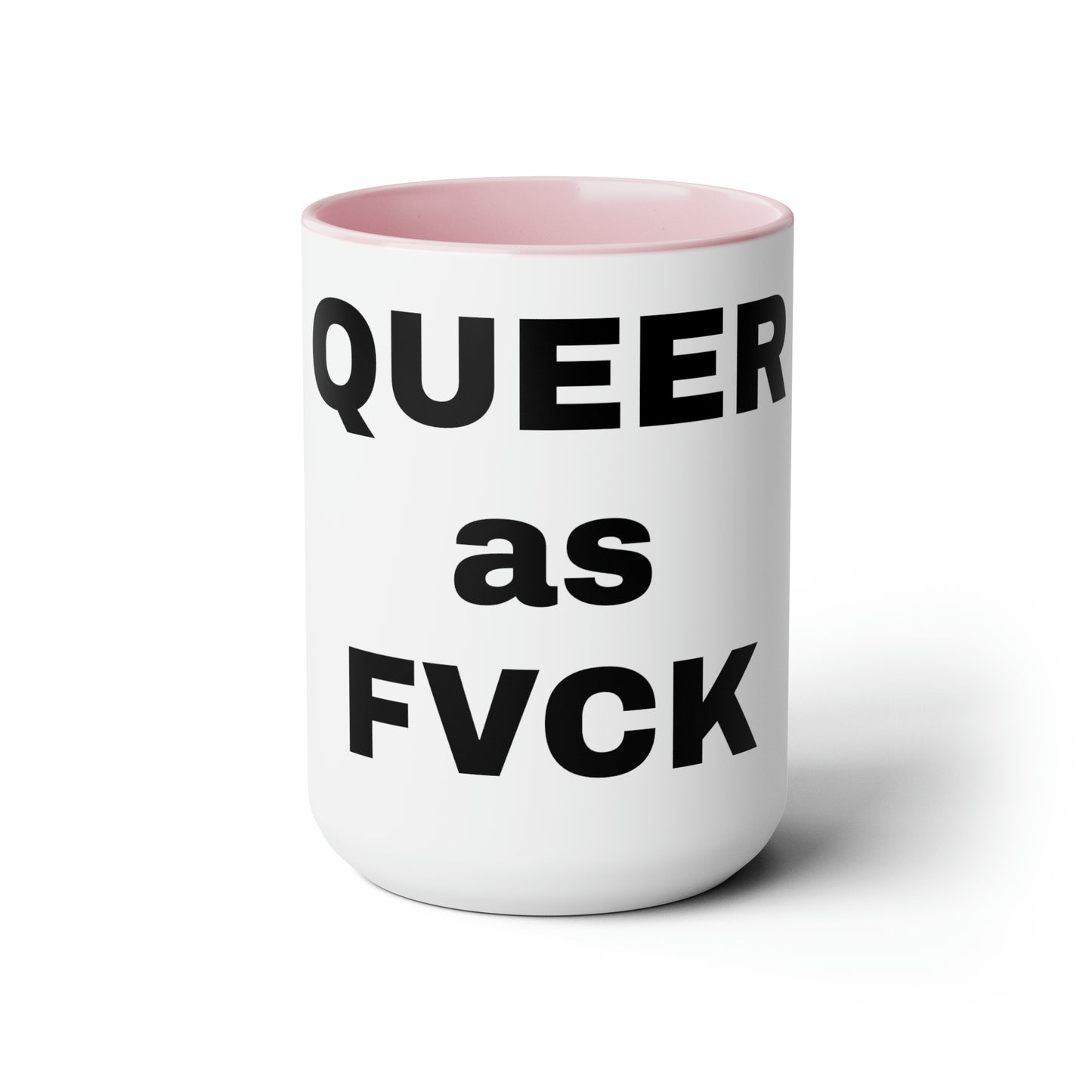 QUEER as FVCK Two-Tone Coffee Mugs, 15oz