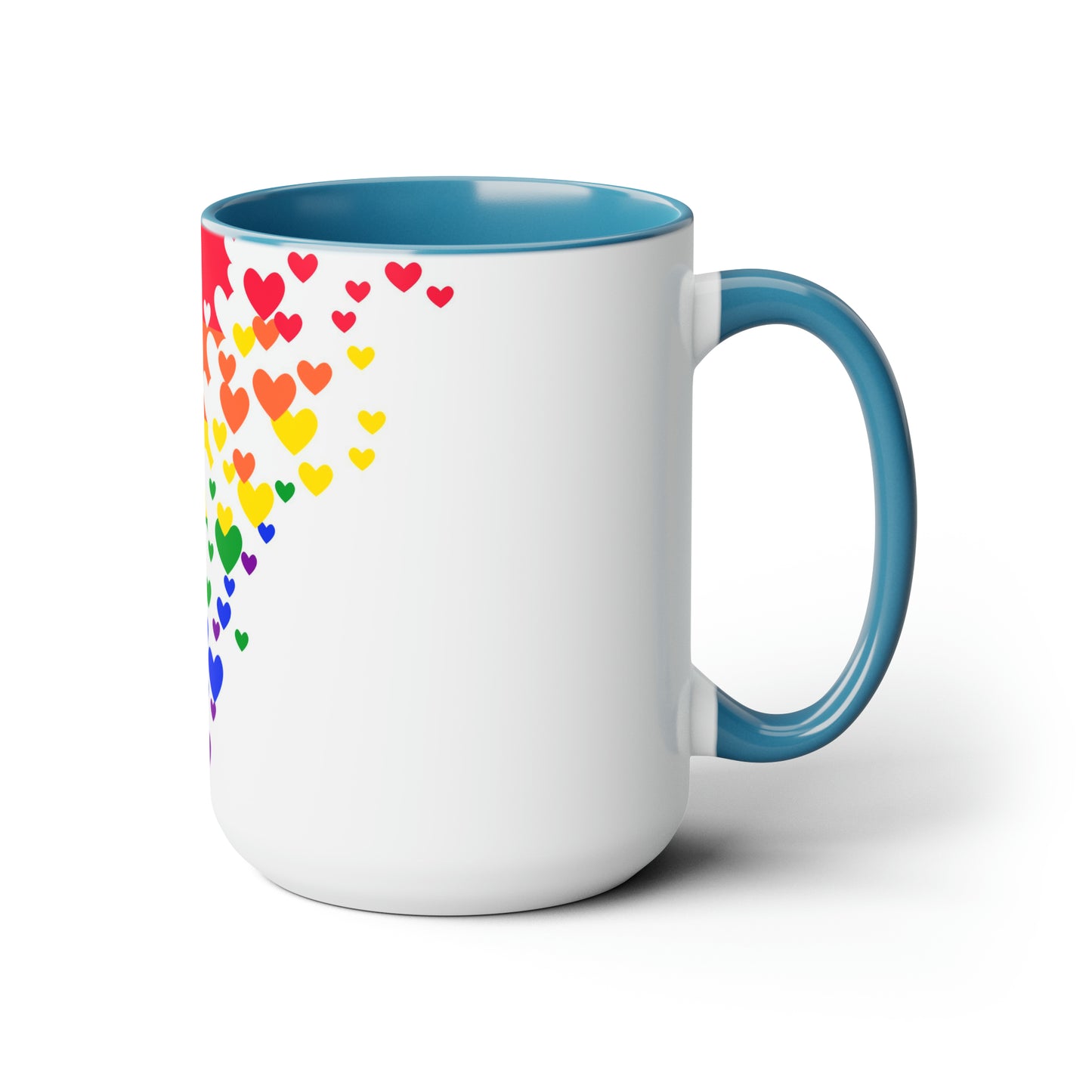 PRIDE flag/hearts Two-Tone Coffee Mugs, 15oz