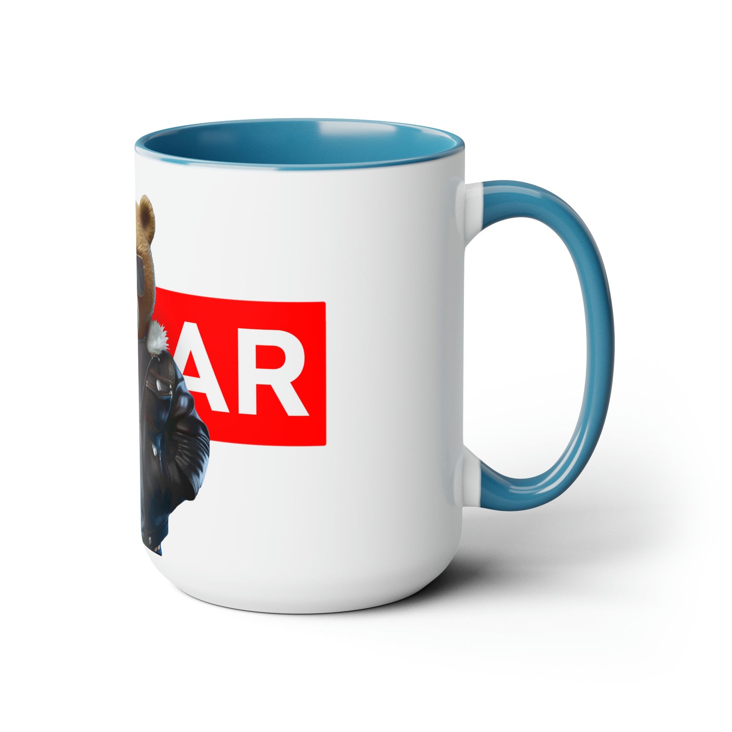 Two-Tone Coffee Mugs, 15oz - Leather Teddy Bear