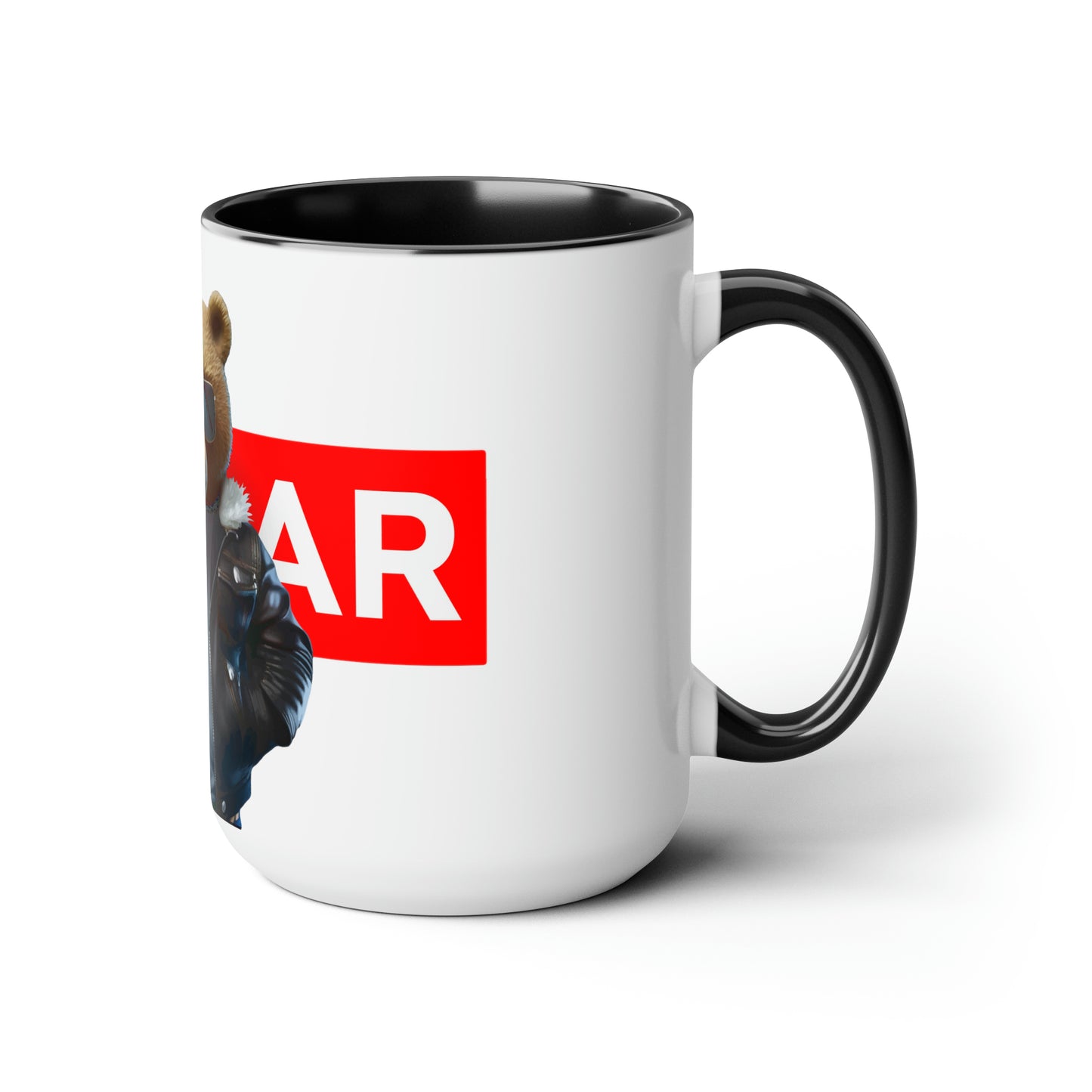 Two-Tone Coffee Mugs, 15oz - Leather Teddy Bear