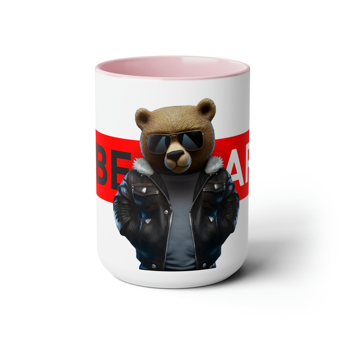 Two-Tone Coffee Mugs, 15oz - Leather Teddy Bear