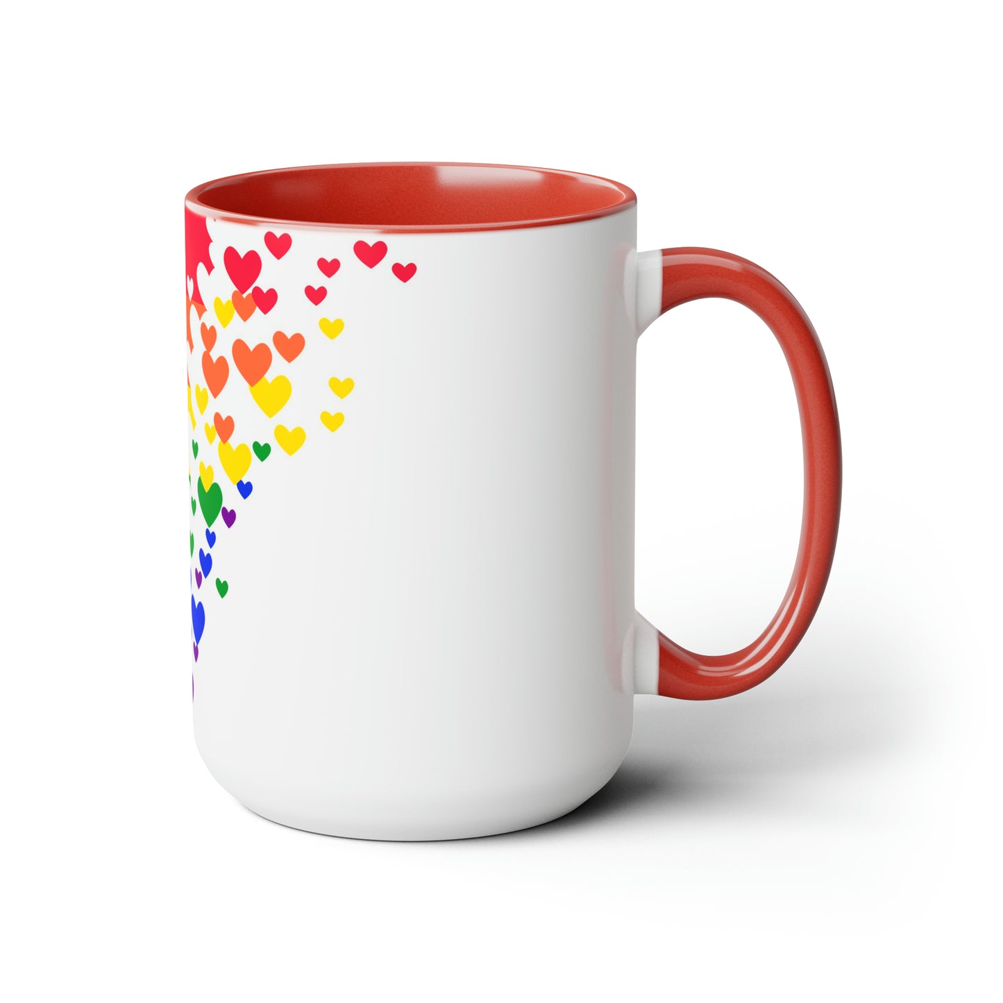 PRIDE flag/hearts Two-Tone Coffee Mugs, 15oz