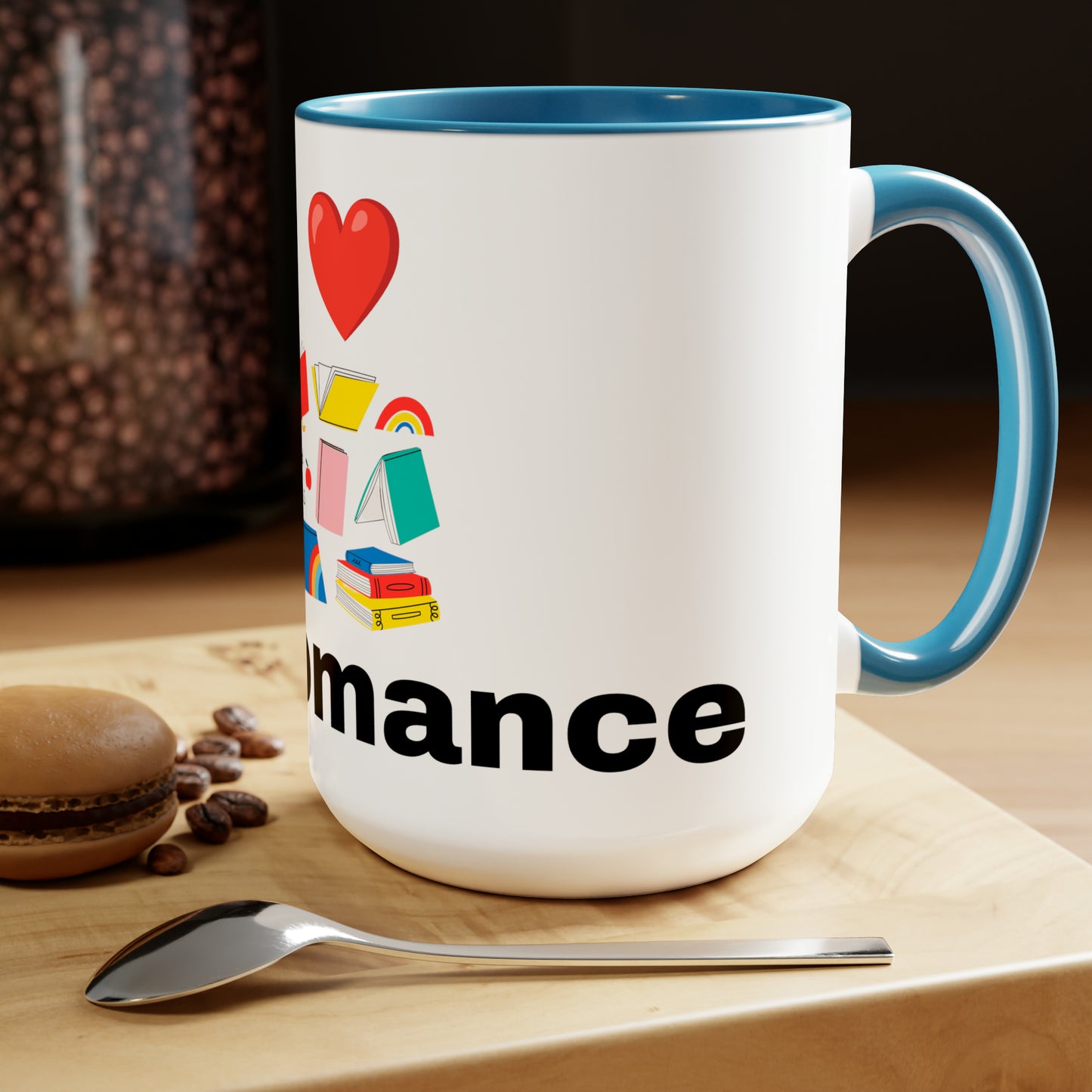 MM Romance Two-Tone Coffee Mugs, 15oz (Sans serif)