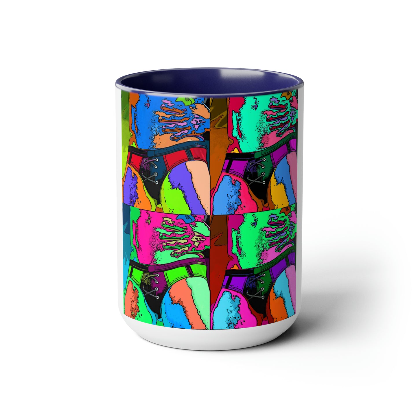 Pop Art Swim Suit Two-Tone Coffee Mugs, 15oz