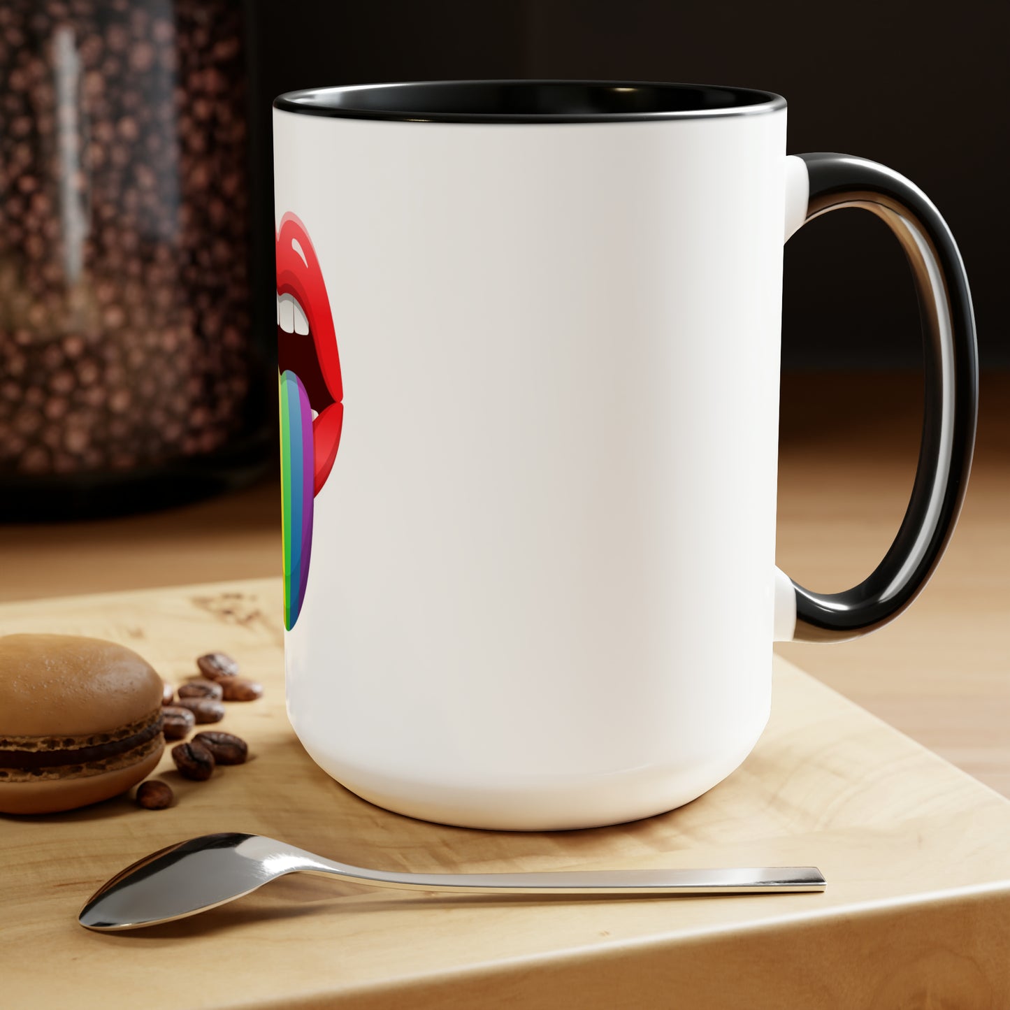 PRIDE Tongue Two-Tone Coffee Mugs, 15oz