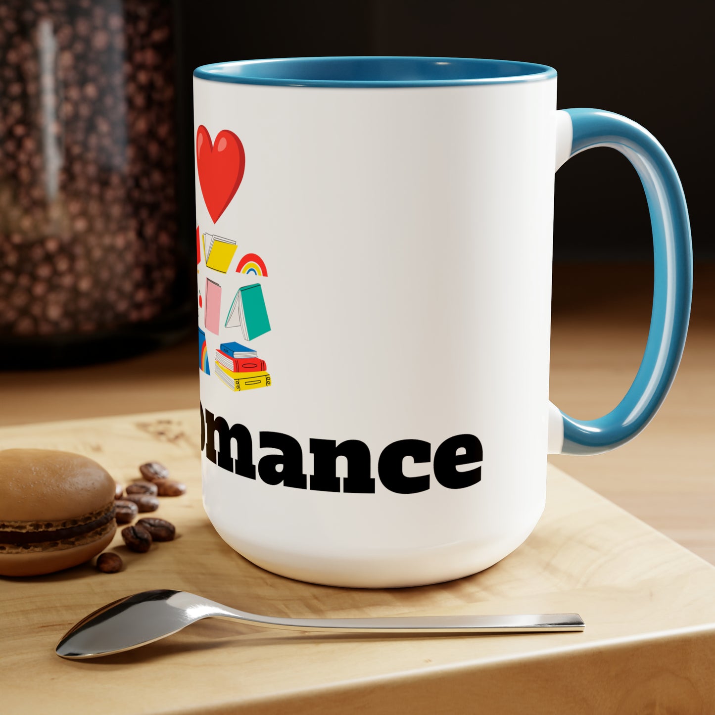 MM Romance Two-Tone Coffee Mugs, 15oz (Serif font)