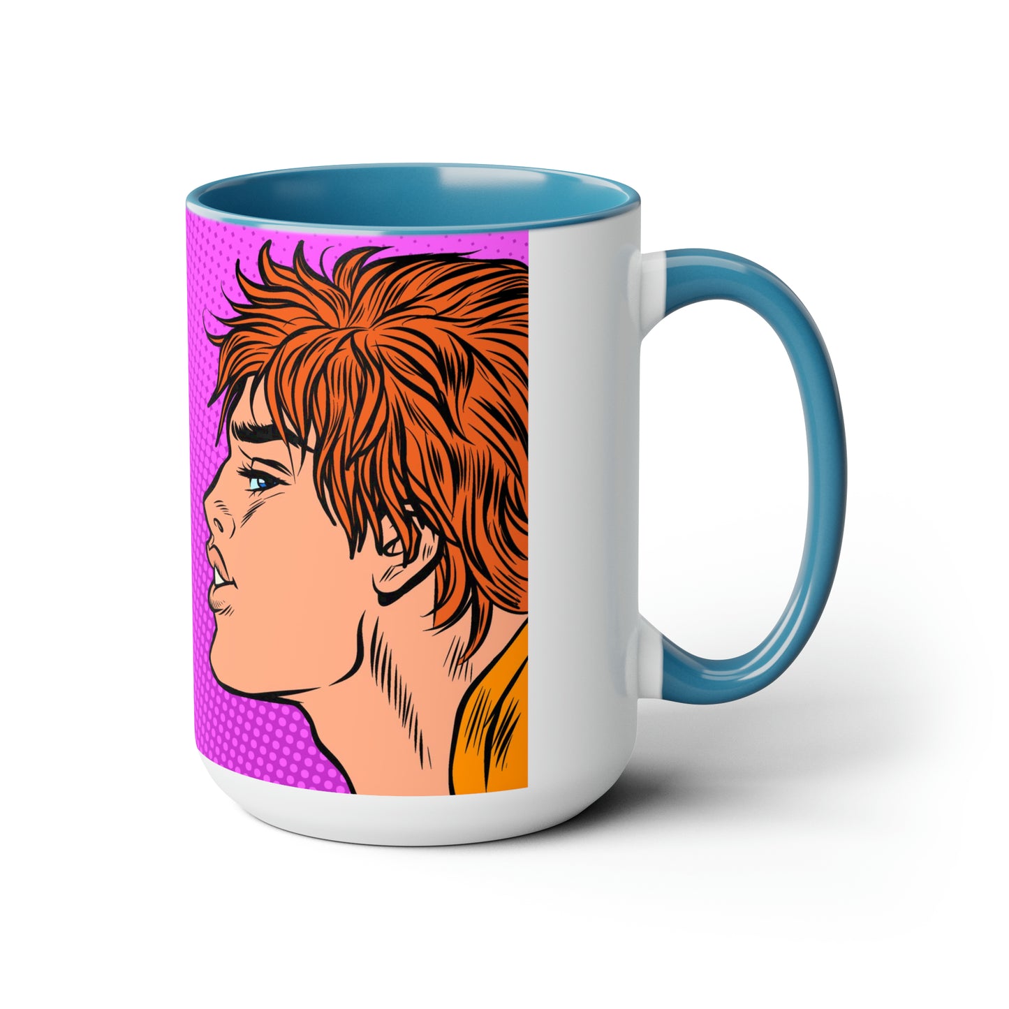 Two-Tone Coffee Mugs, 15oz - Gay Pop Art Kiss