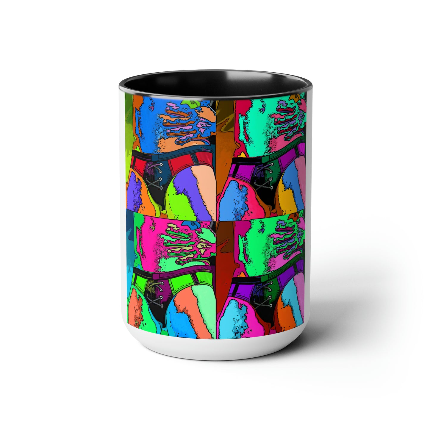 Pop Art Swim Suit Two-Tone Coffee Mugs, 15oz