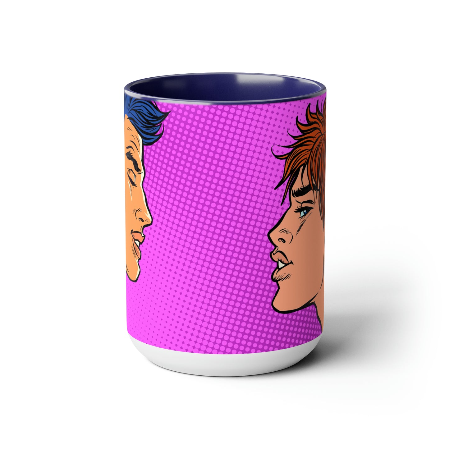 Two-Tone Coffee Mugs, 15oz - Gay Pop Art Kiss