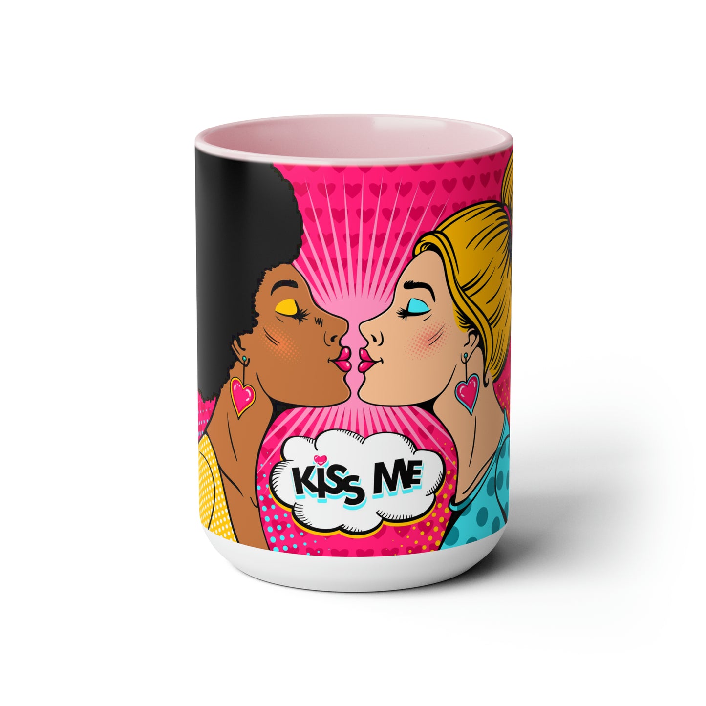 Lesbian Kiss Valentine Two-Tone Coffee Mugs, 15oz