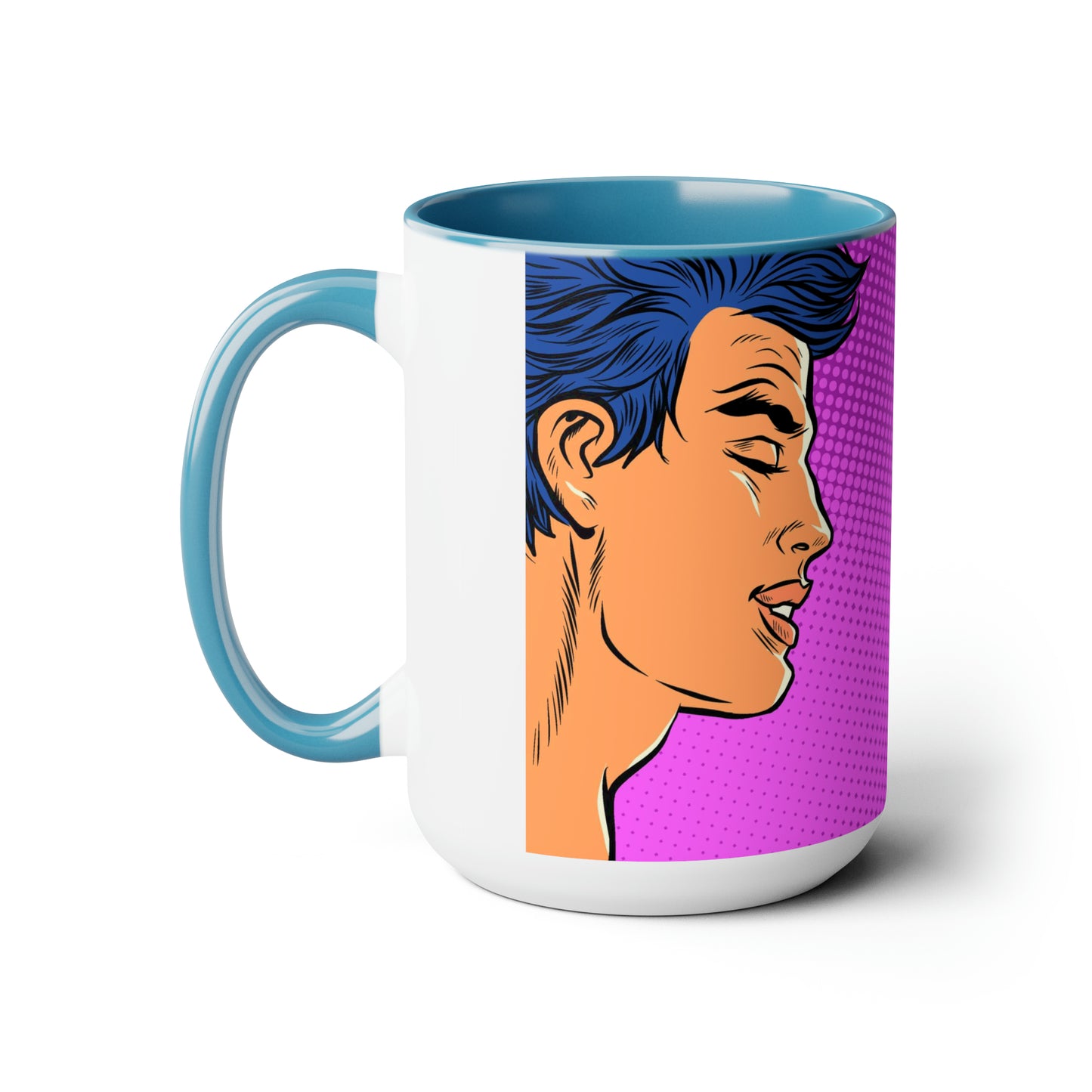 Two-Tone Coffee Mugs, 15oz - Gay Pop Art Kiss
