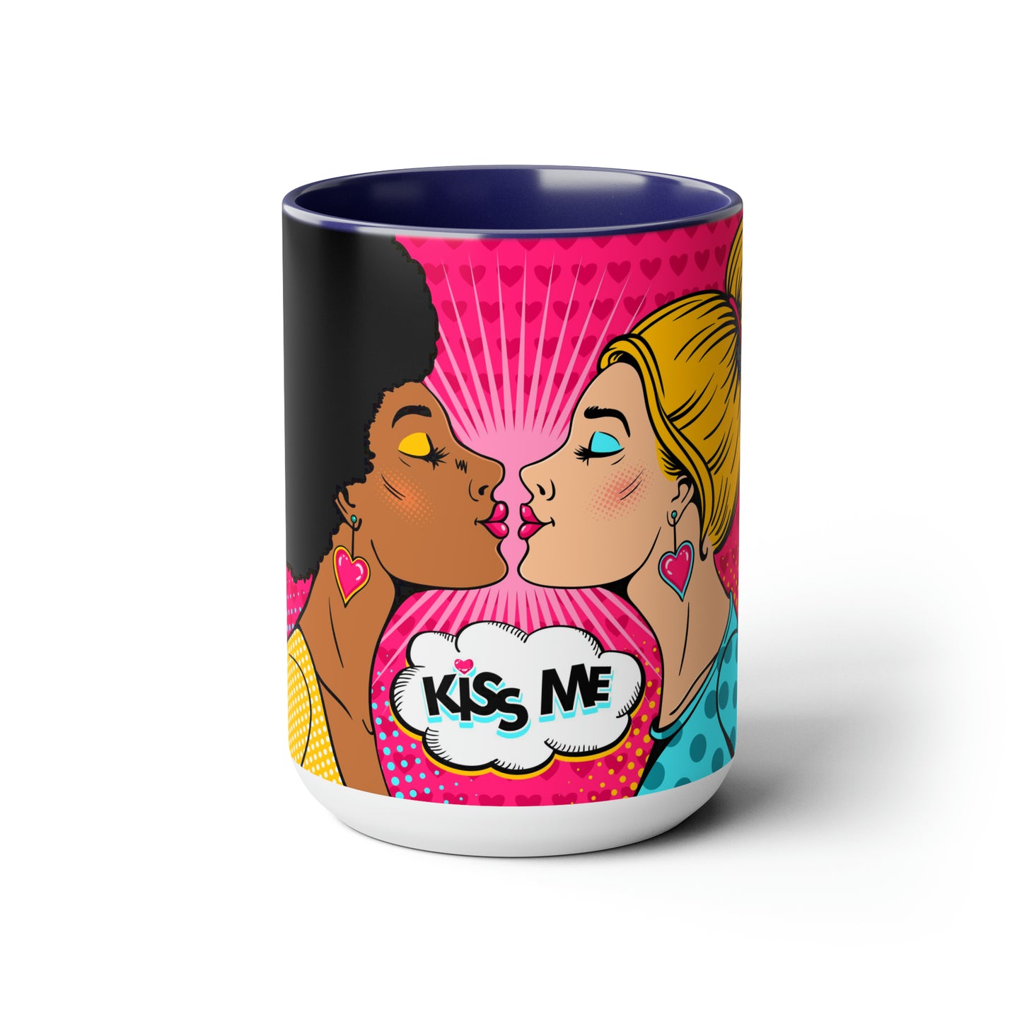 Lesbian Kiss Valentine Two-Tone Coffee Mugs, 15oz