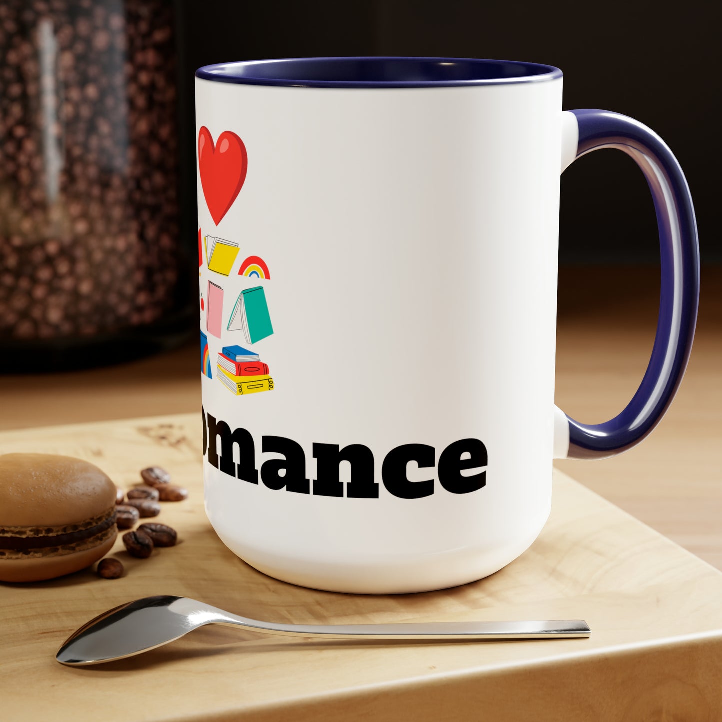 MM Romance Two-Tone Coffee Mugs, 15oz (Serif font)