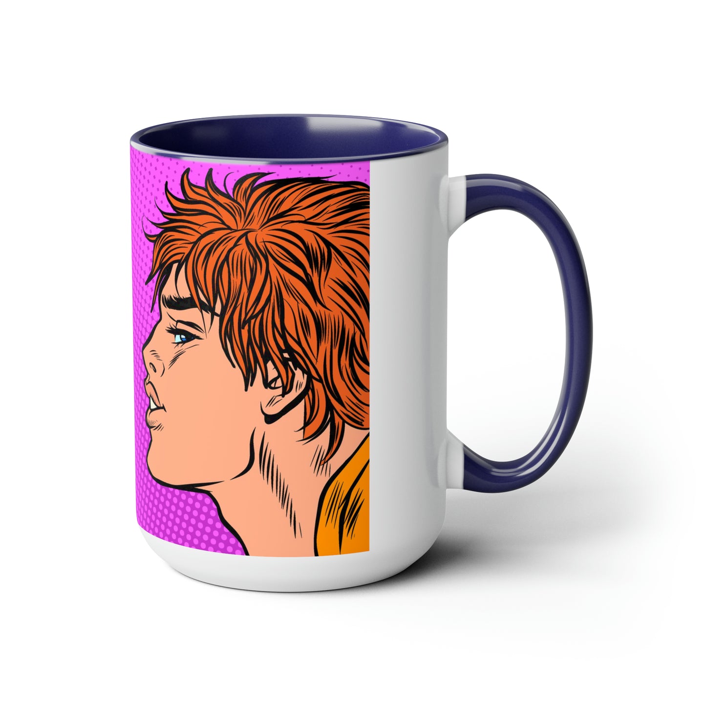 Two-Tone Coffee Mugs, 15oz - Gay Pop Art Kiss