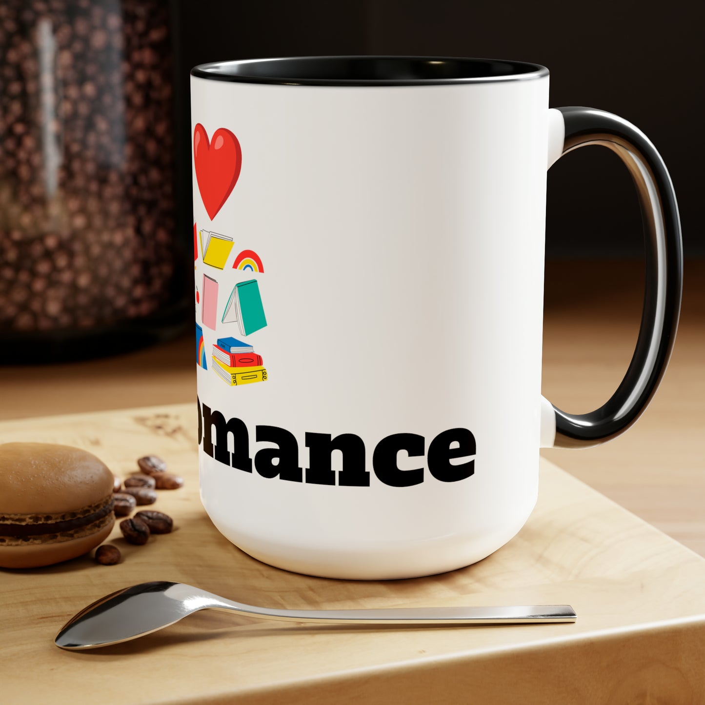 MM Romance Two-Tone Coffee Mugs, 15oz (Serif font)