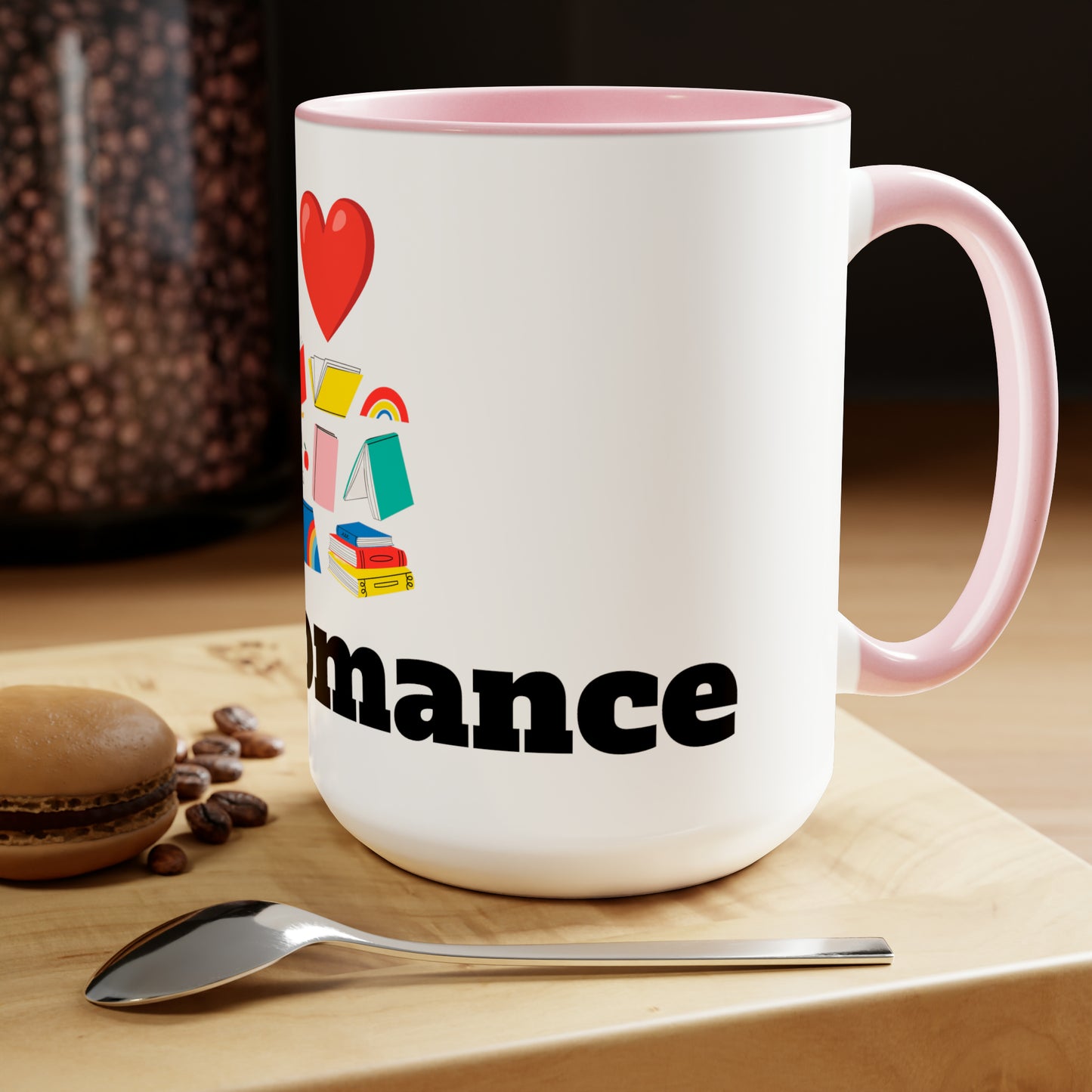 MM Romance Two-Tone Coffee Mugs, 15oz (Serif font)