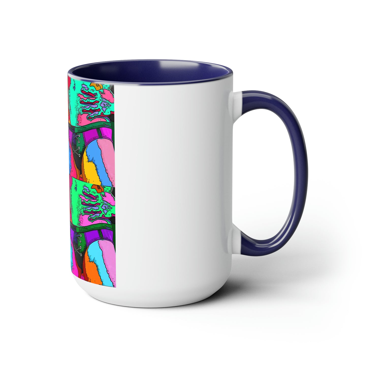 Pop Art Swim Suit Two-Tone Coffee Mugs, 15oz