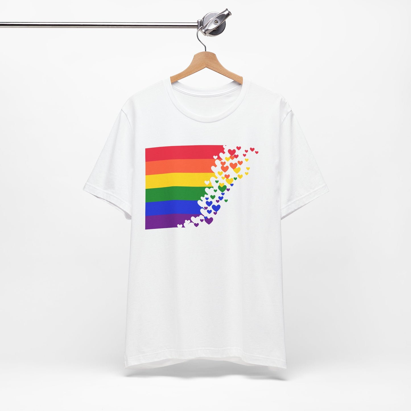 9A. PRIDE flag/hearts Unisex Jersey Short Sleeve Tee