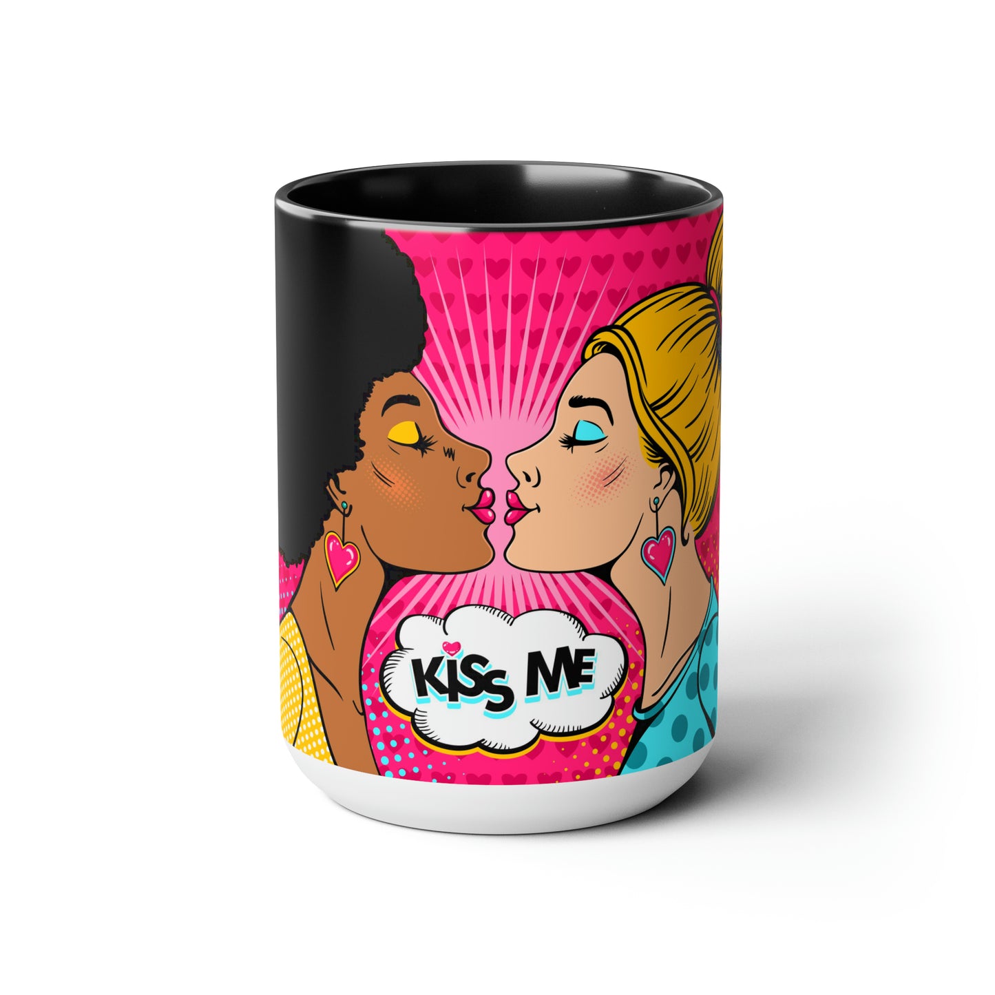 Lesbian Kiss Valentine Two-Tone Coffee Mugs, 15oz