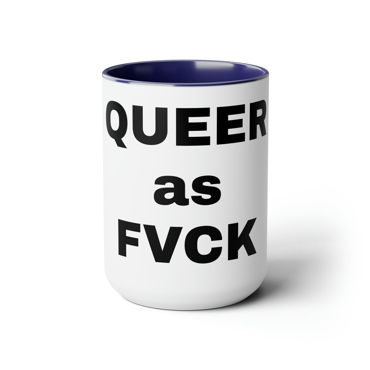 QUEER as FVCK Two-Tone Coffee Mugs, 15oz