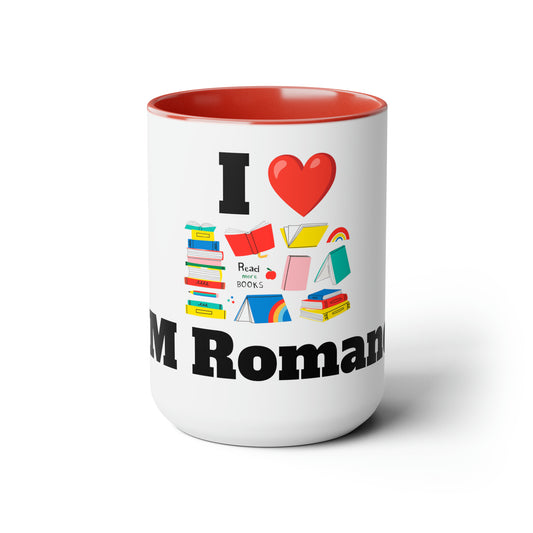 MM Romance Two-Tone Coffee Mugs, 15oz (Serif font)