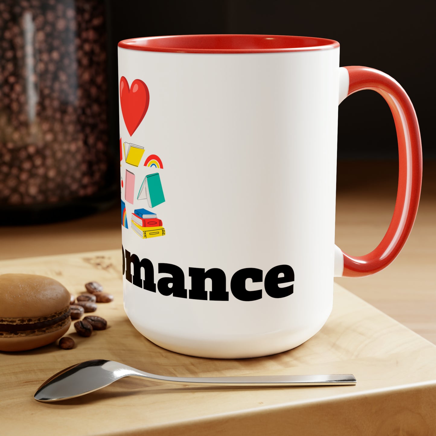 MM Romance Two-Tone Coffee Mugs, 15oz (Serif font)