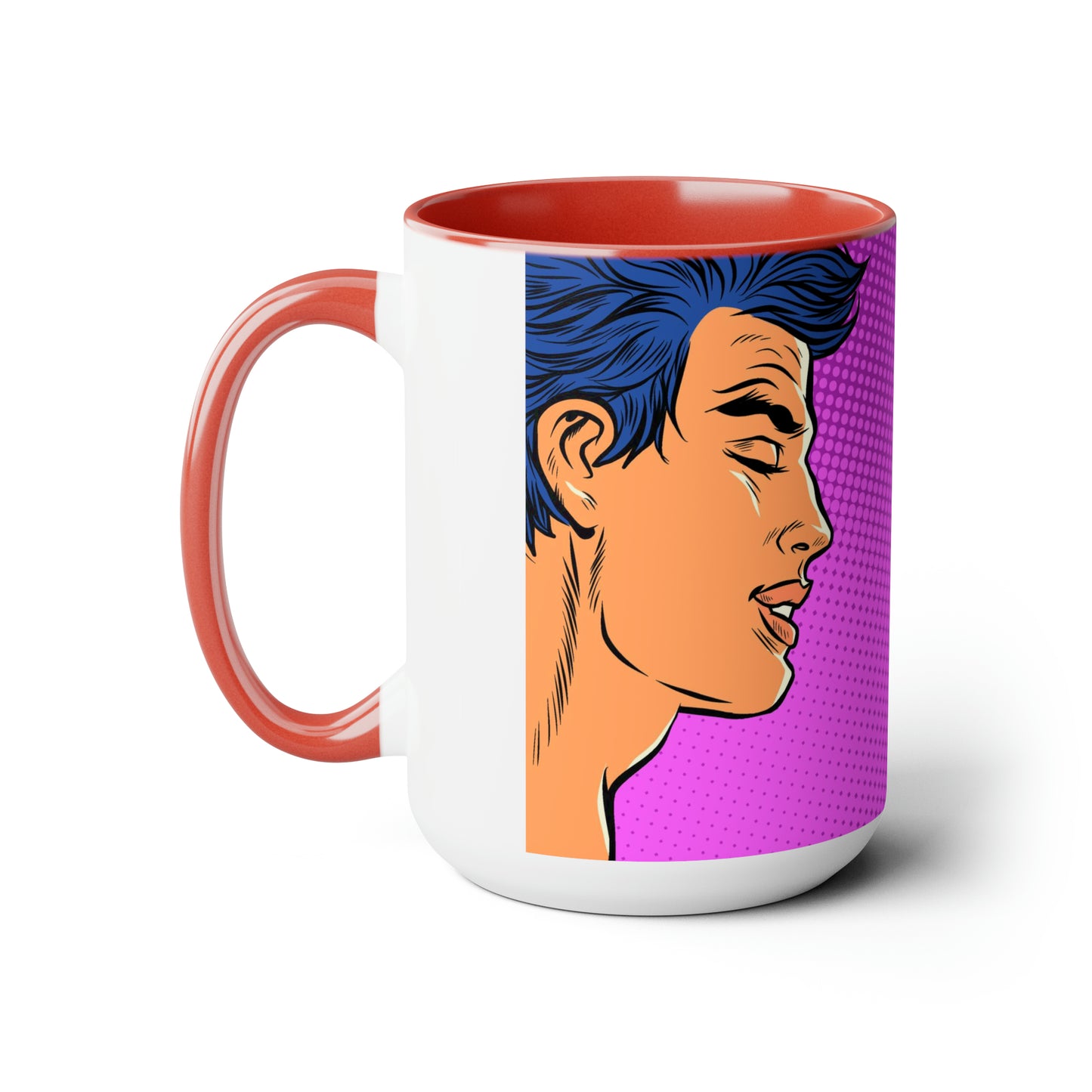 Two-Tone Coffee Mugs, 15oz - Gay Pop Art Kiss