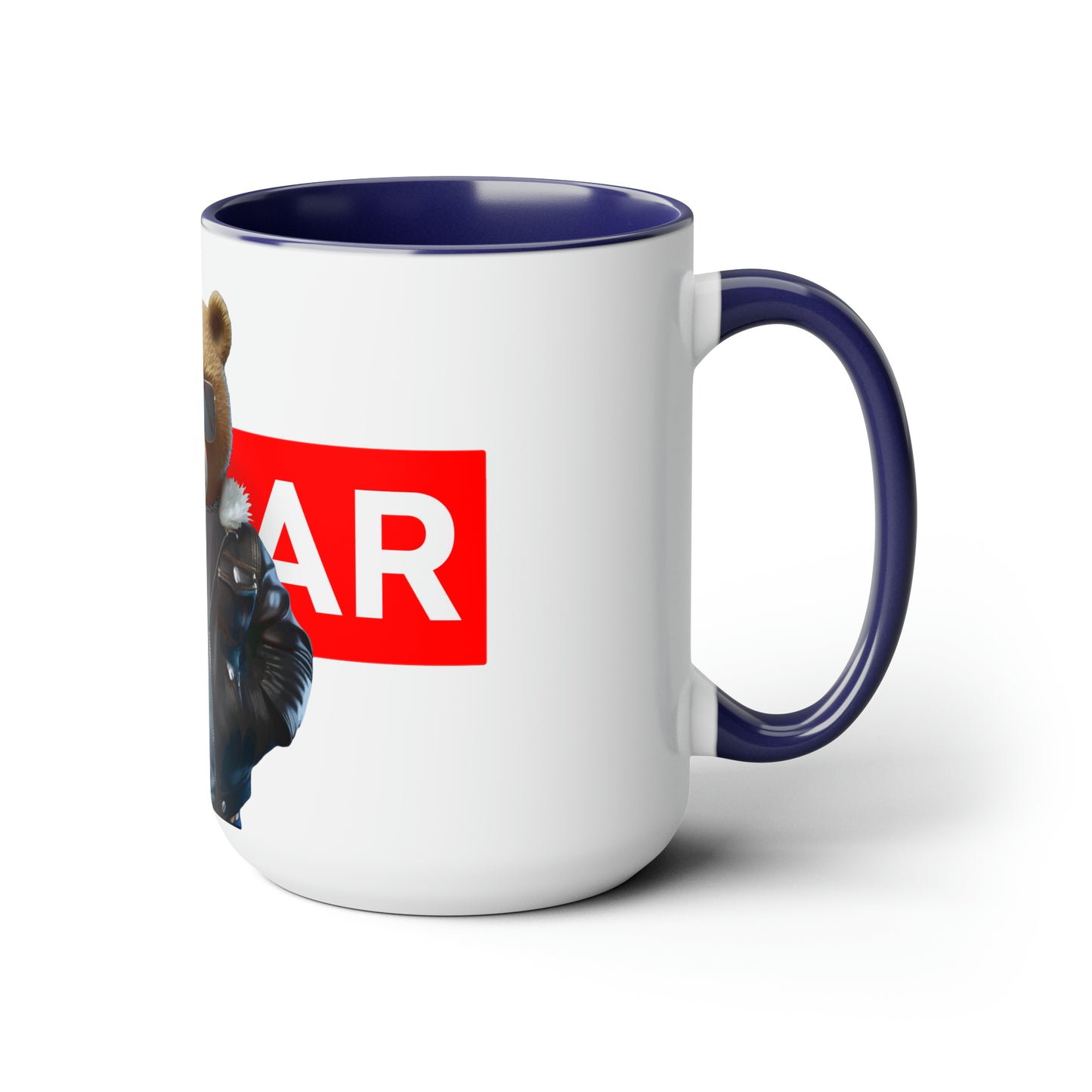 Two-Tone Coffee Mugs, 15oz - Leather Teddy Bear