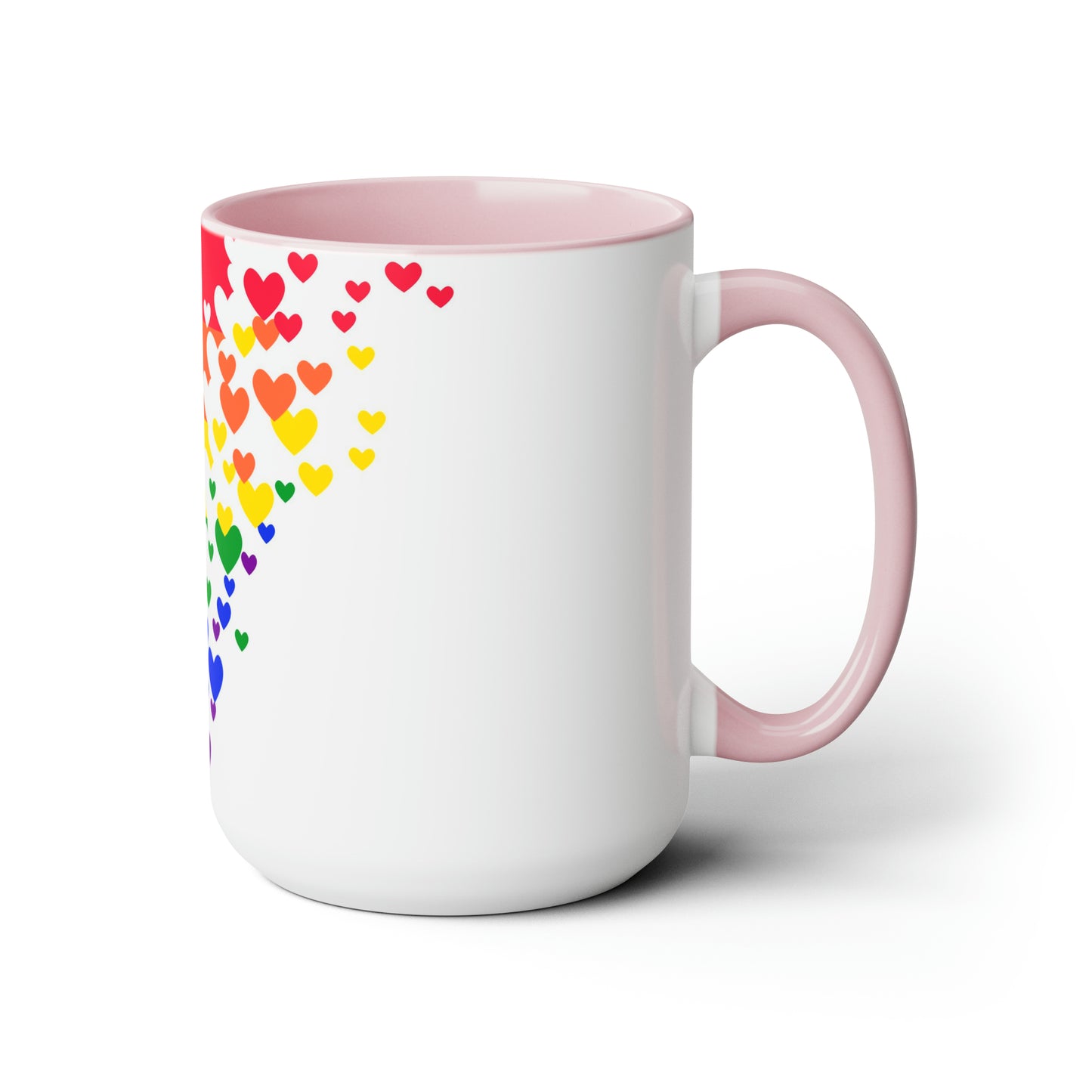PRIDE flag/hearts Two-Tone Coffee Mugs, 15oz